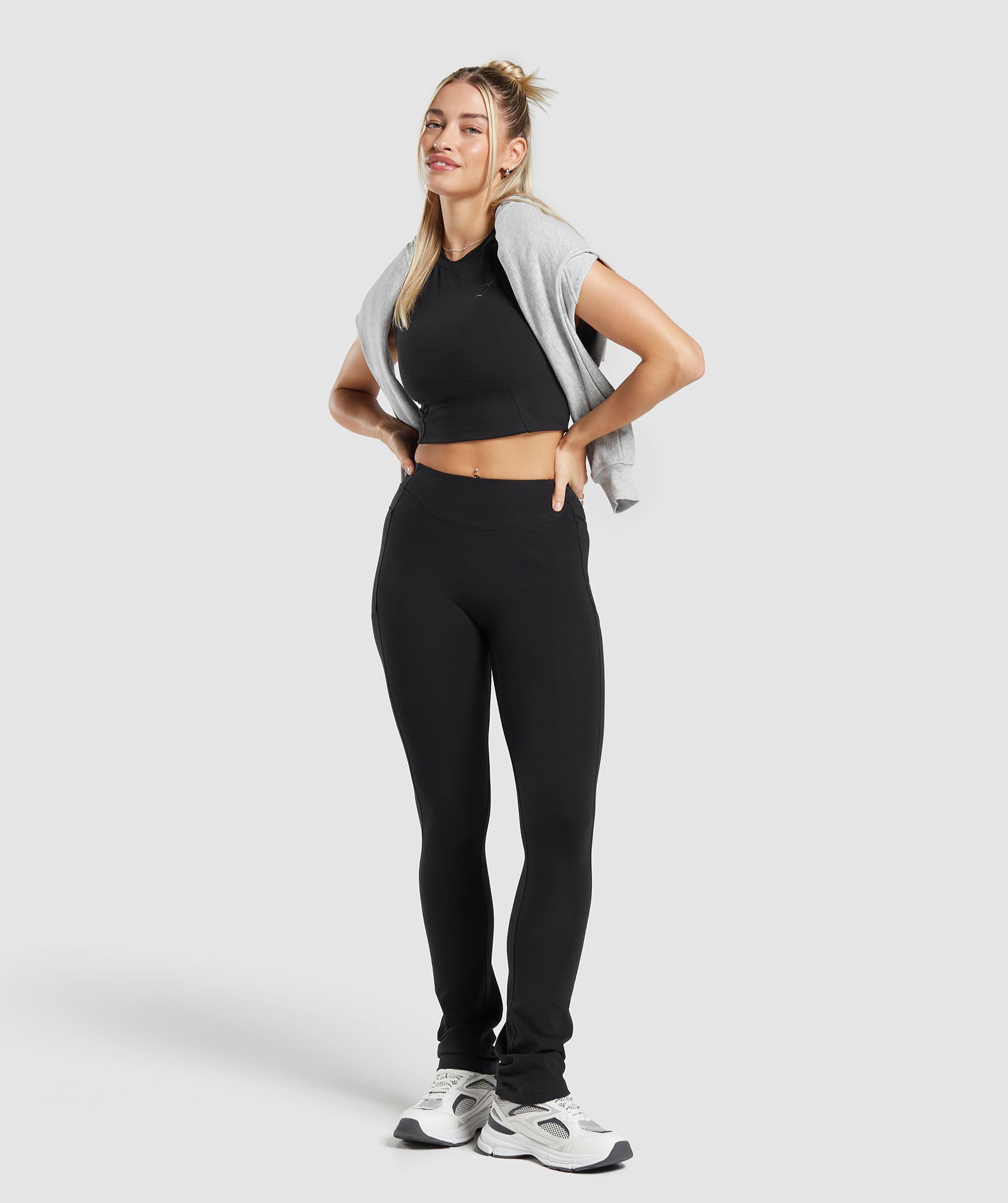 Rest Day Boot Cut Cotton Leggings in Black - view 4
