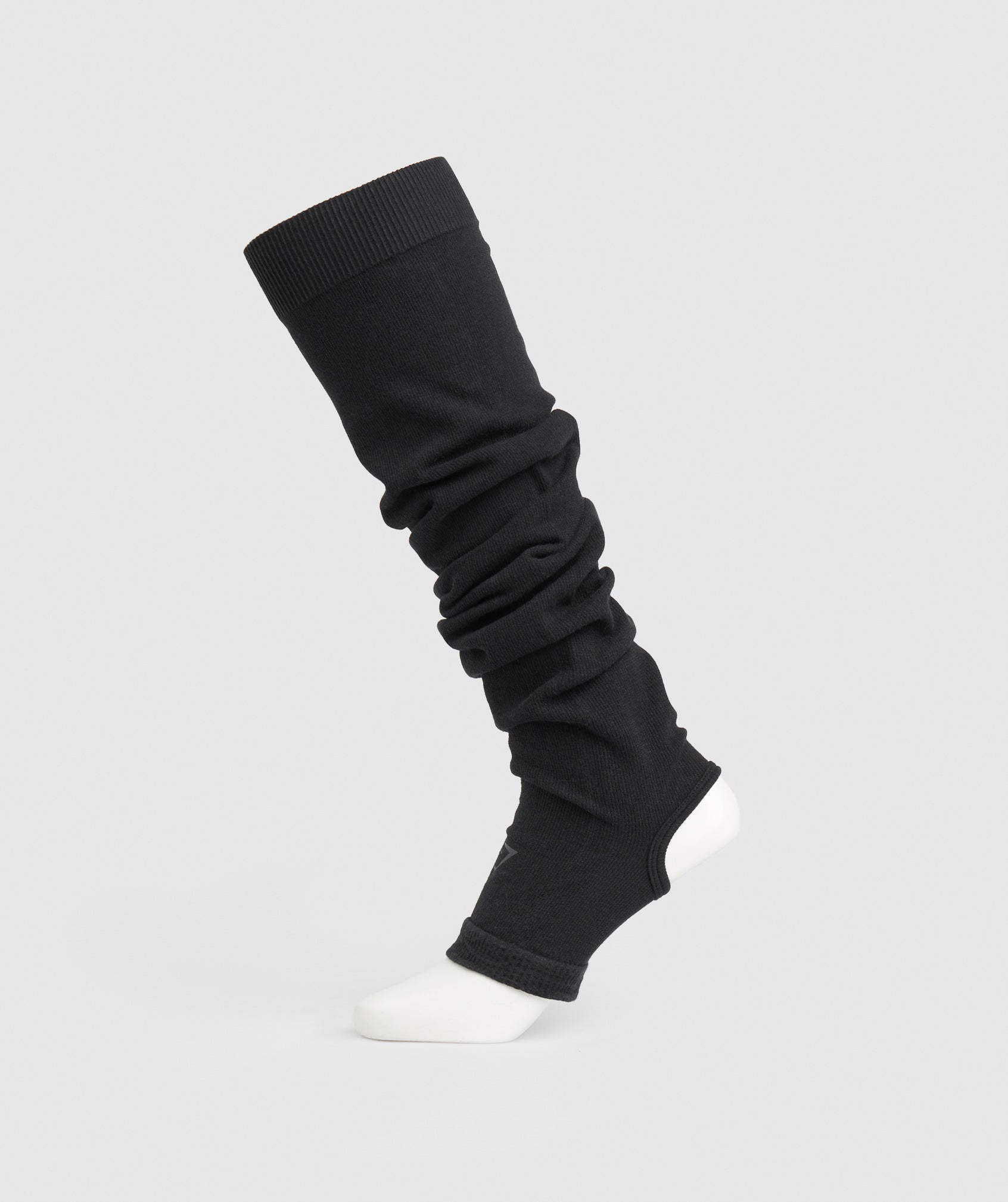Ribbed Cotton Seamless Leg Warmers in Black - view 1