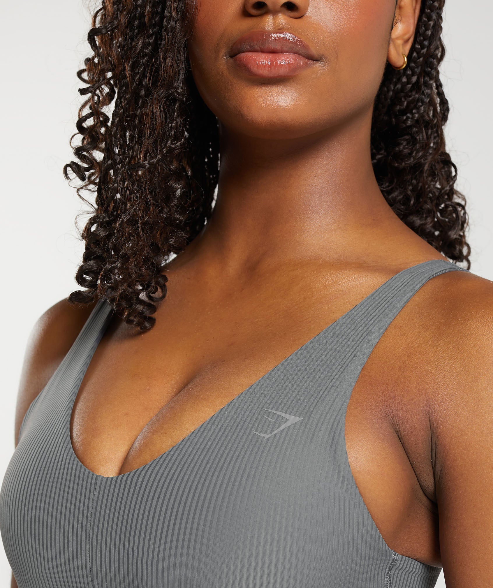Ribbed Sports Bra in Brushed Grey - view 6