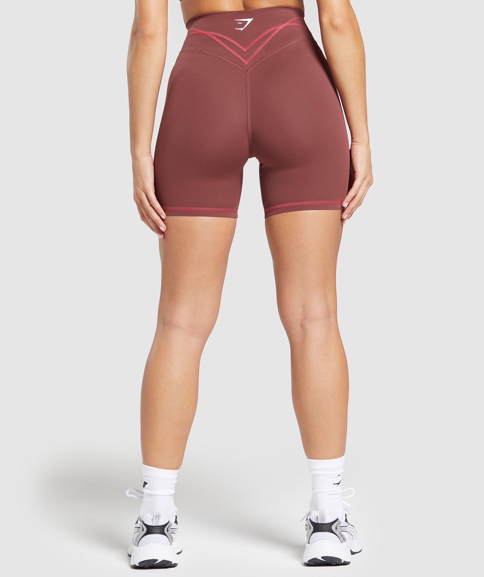 Stitch Feature Shorts in Burgundy Brown - view 2
