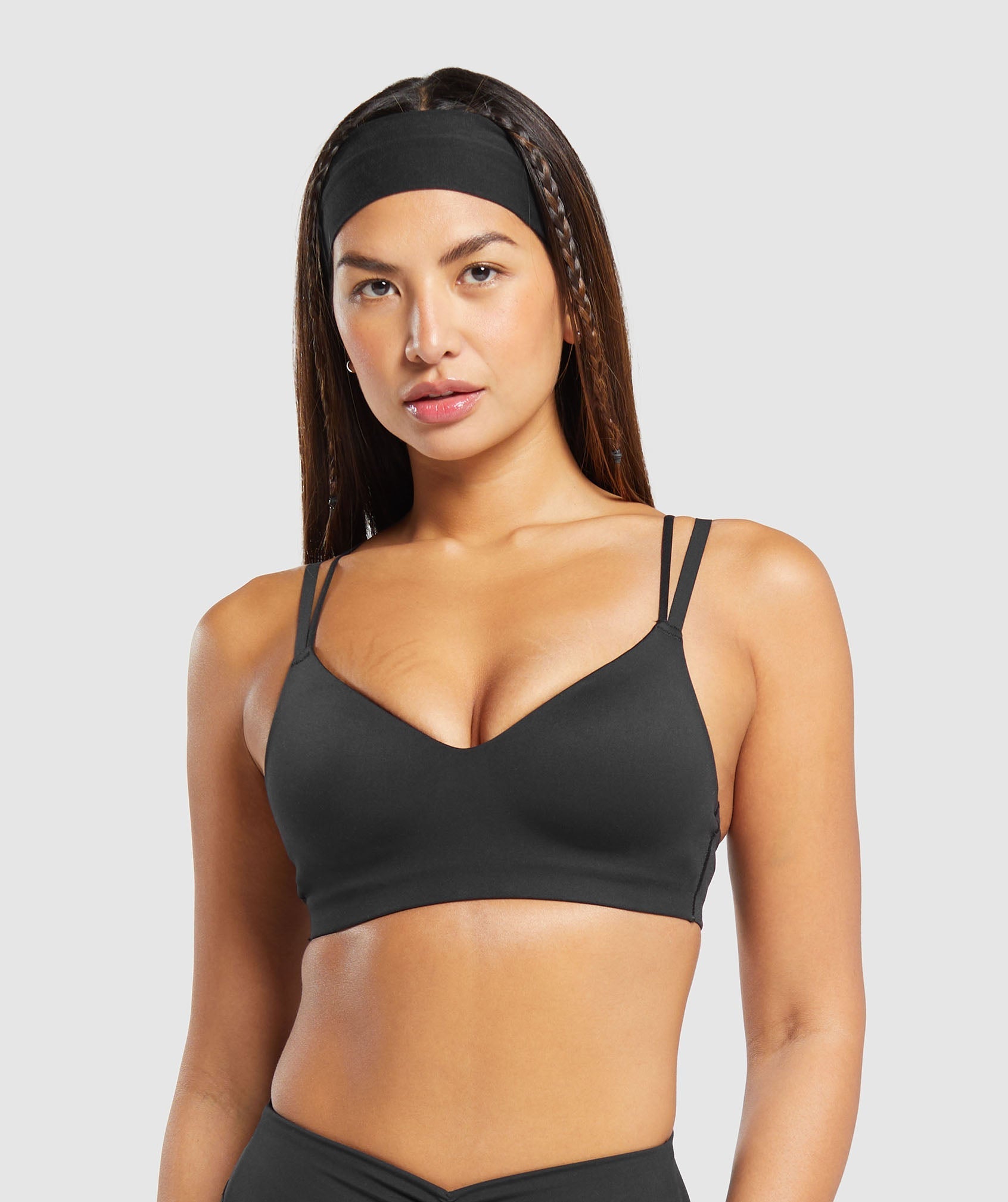 Strappy Back Light Support Sports Bra in Black - view 2