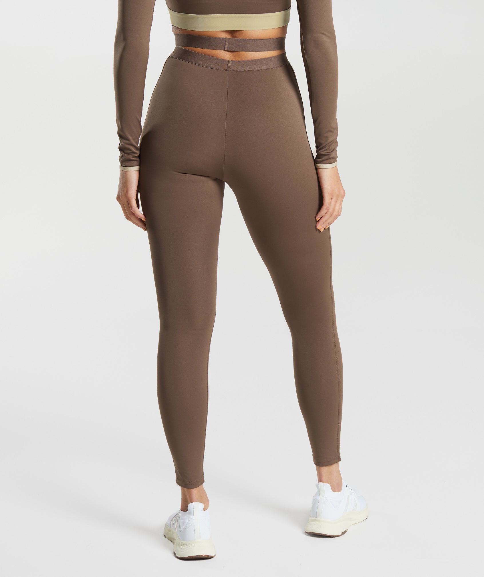 Strappy Waistband Leggings in Soft Brown - view 2