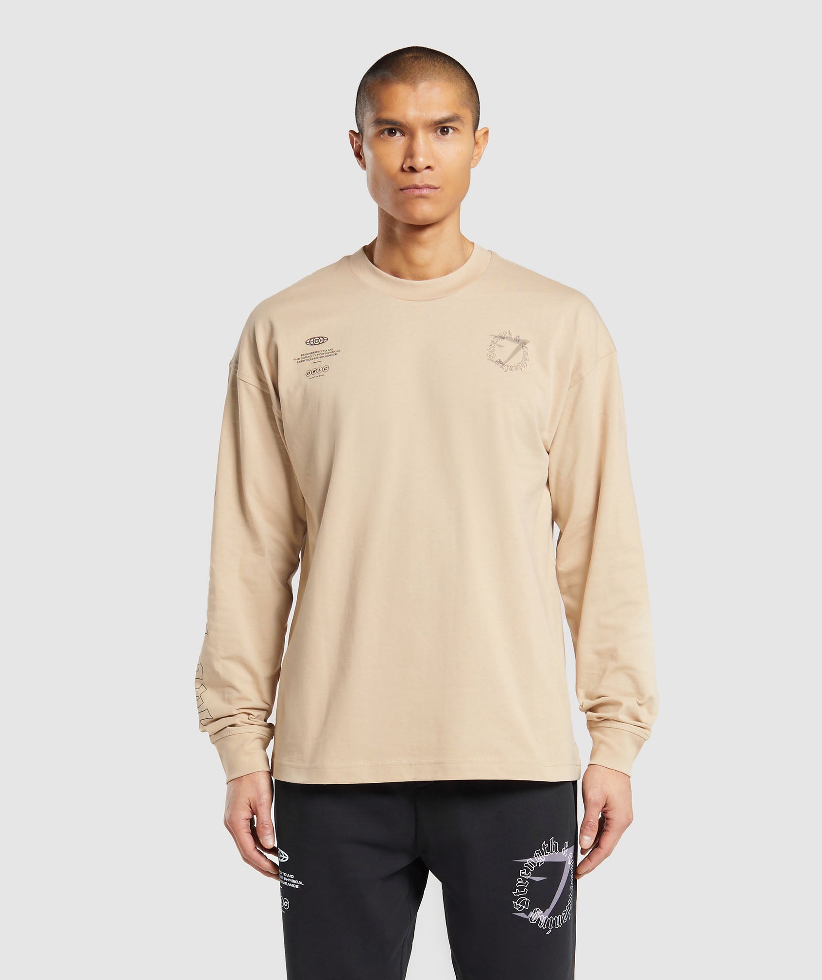 Strength and Conditioning Long Sleeve T-Shirt in Vanilla Beige