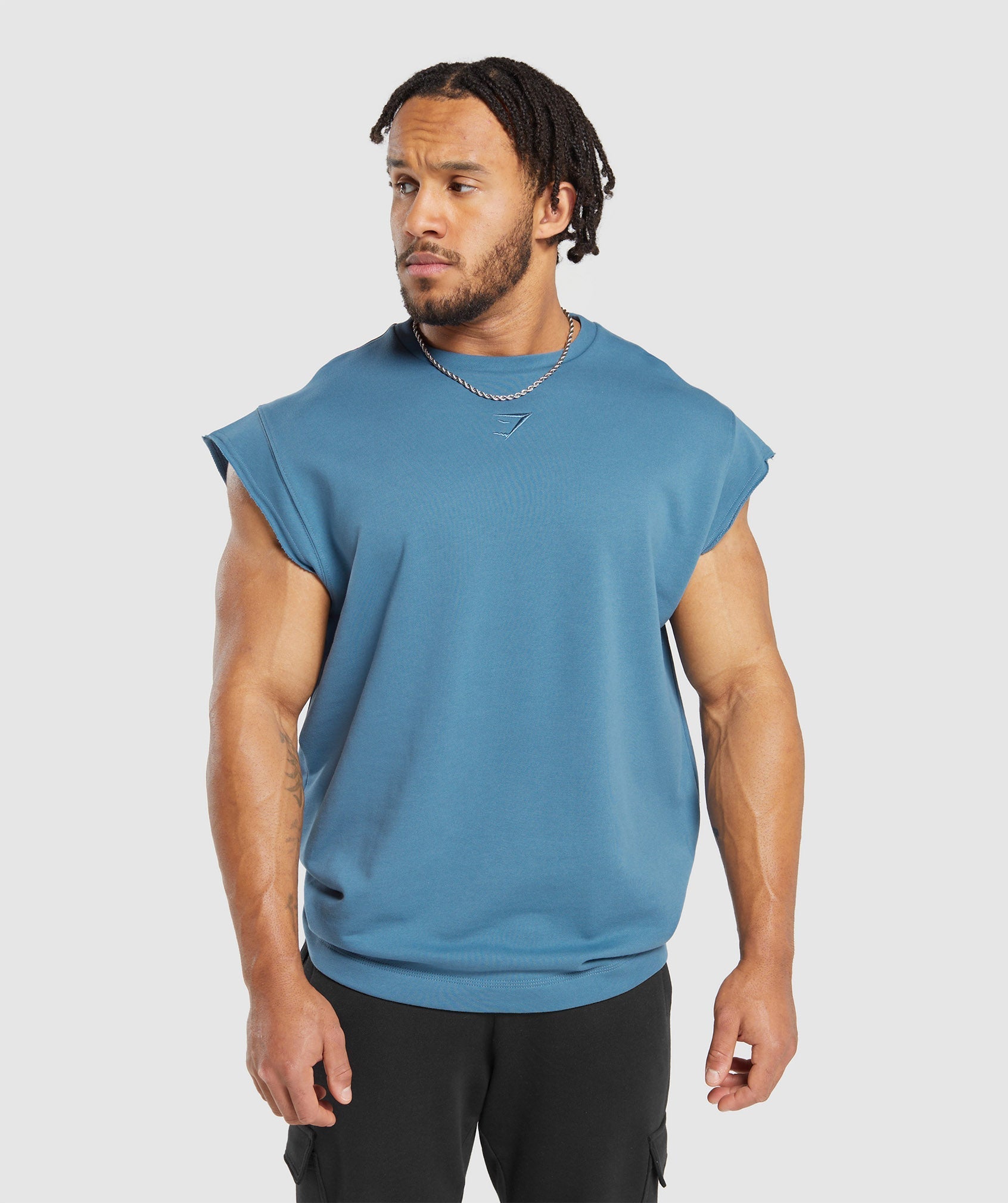 Super Natural Cut Off T-Shirt in Faded Blue