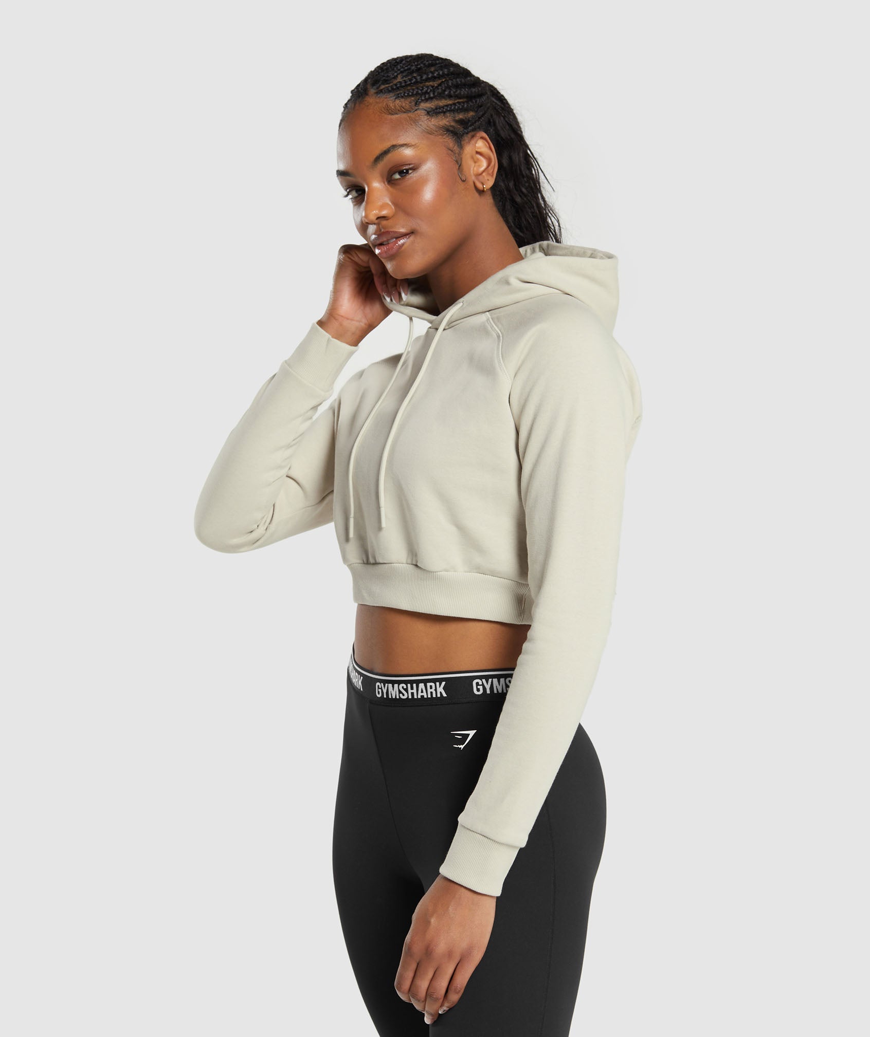 Training Fleece Cropped Hoodie in Pebble Grey - view 3