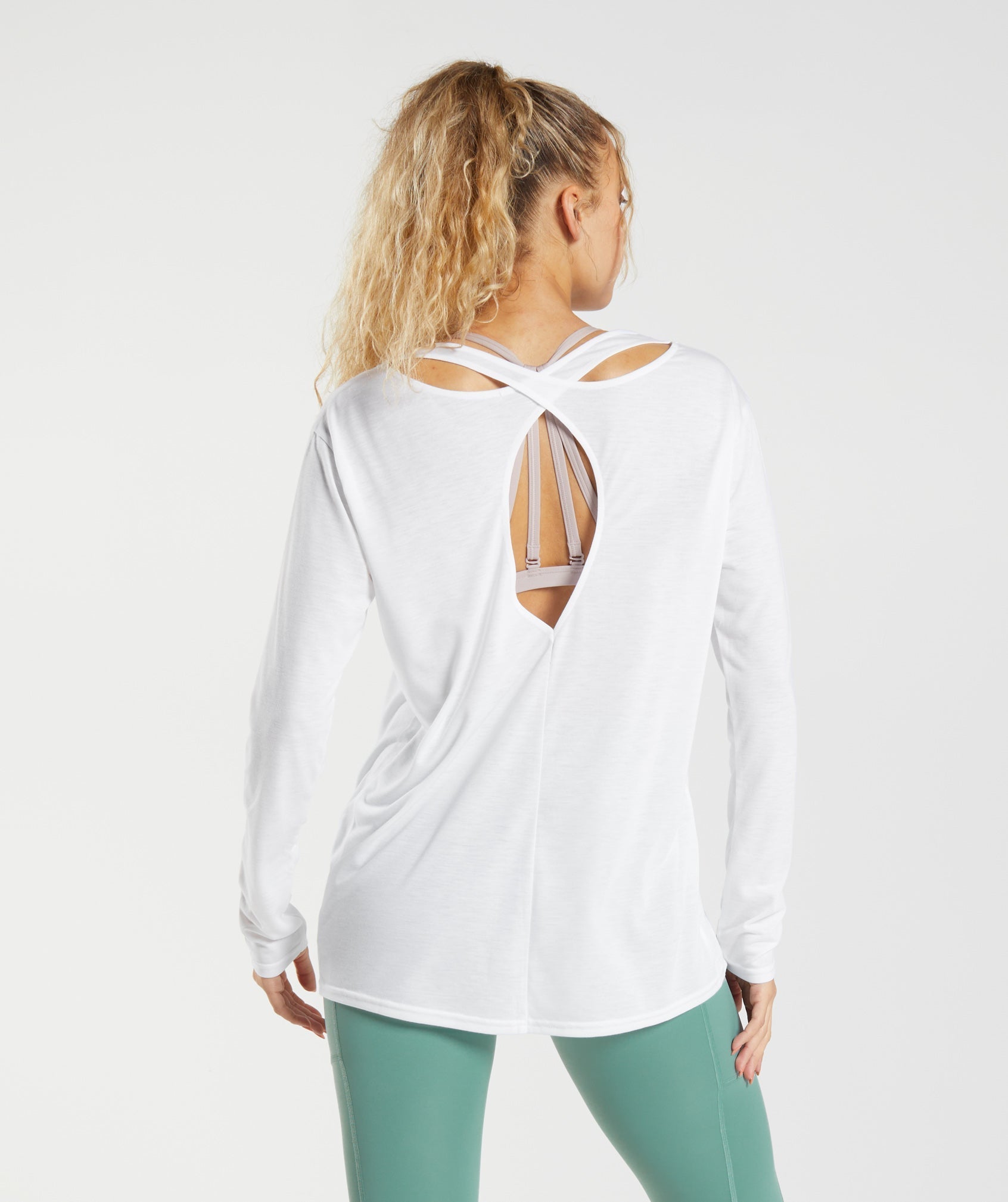 Super Soft Cut-Out Long Sleeve Top in White - view 2