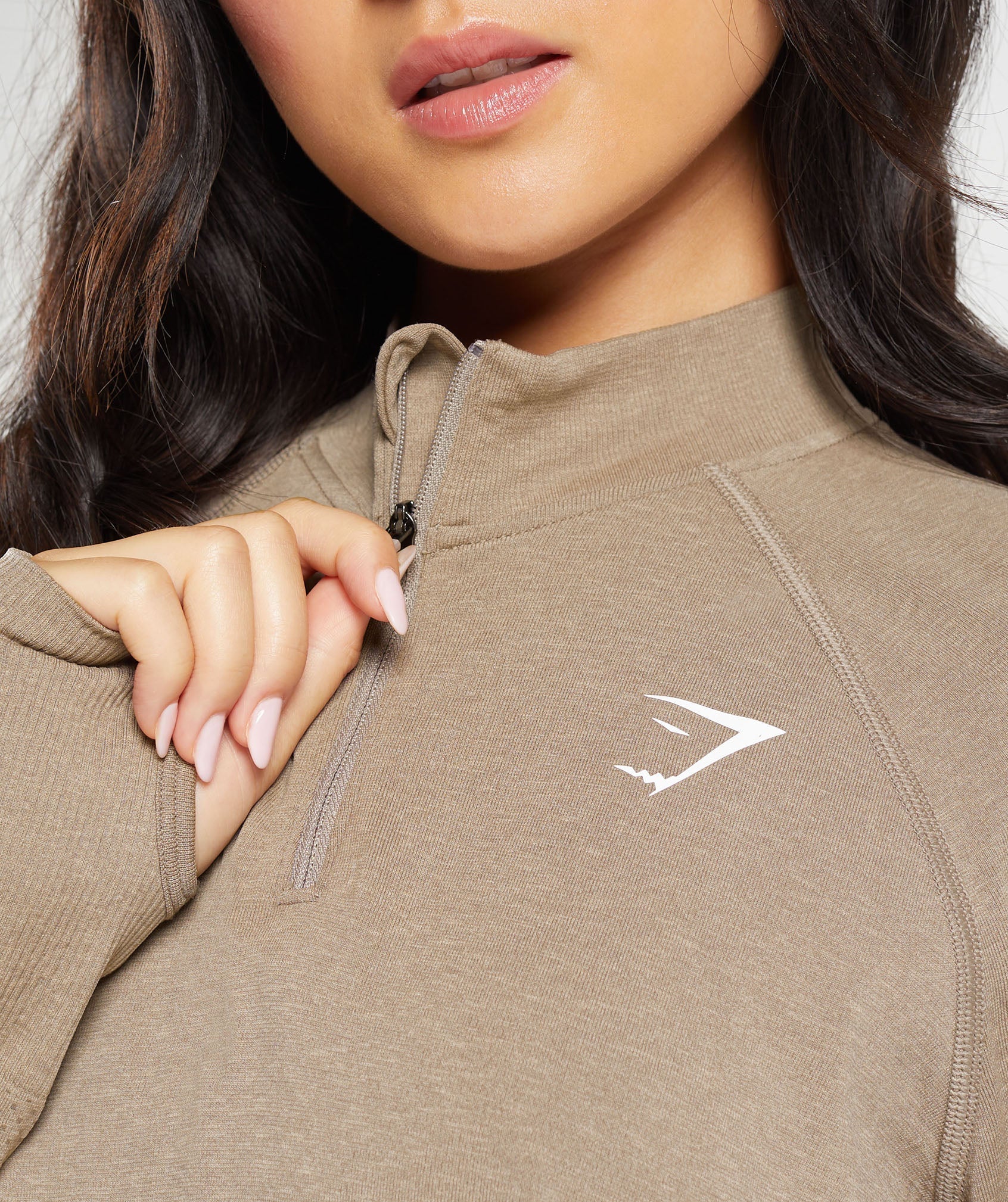 Vital Seamless 2.0 1/4 Zip Pullover in Vanilla Brown Marl - view 5