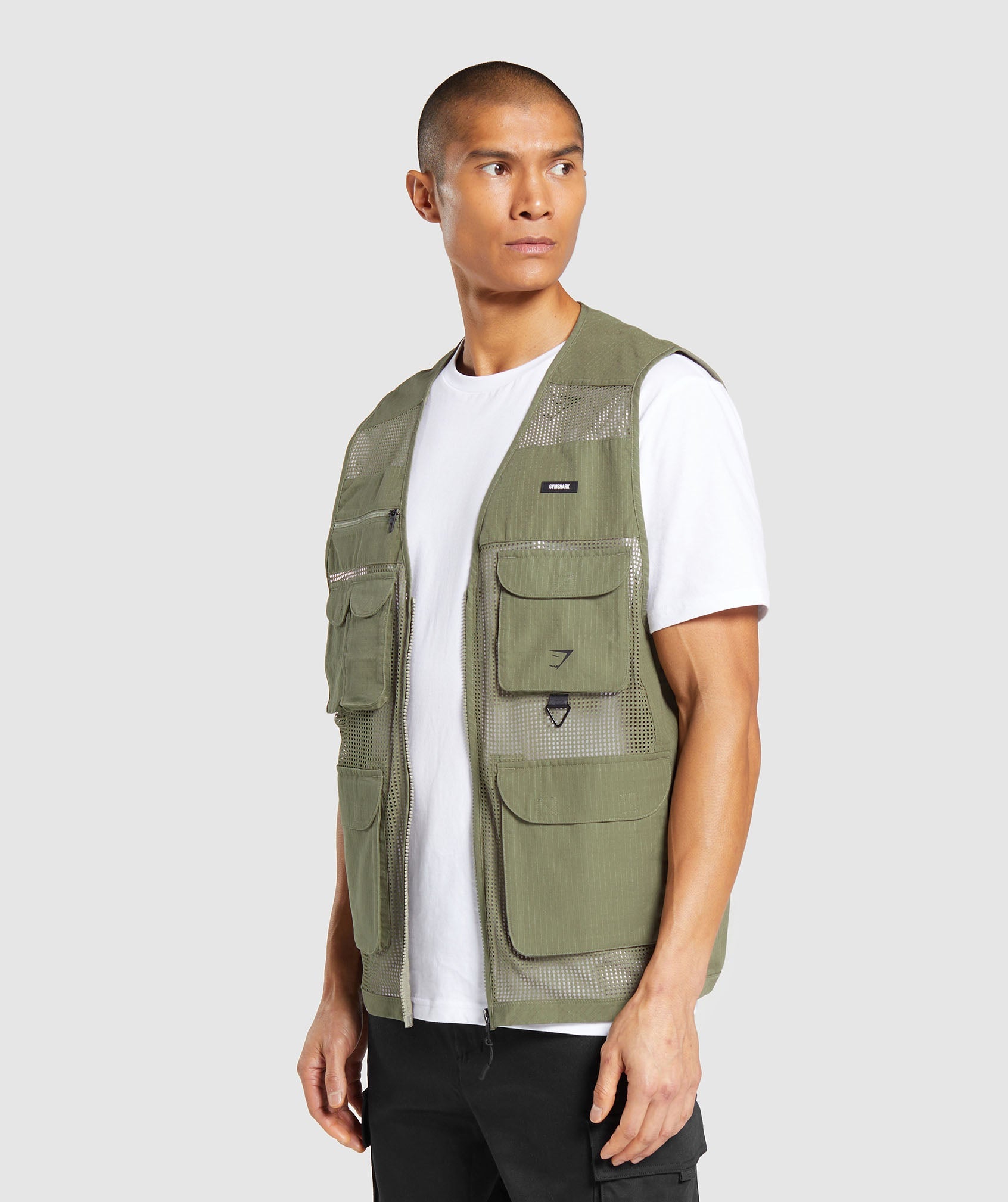 Woven Gilet in Utility Green - view 3