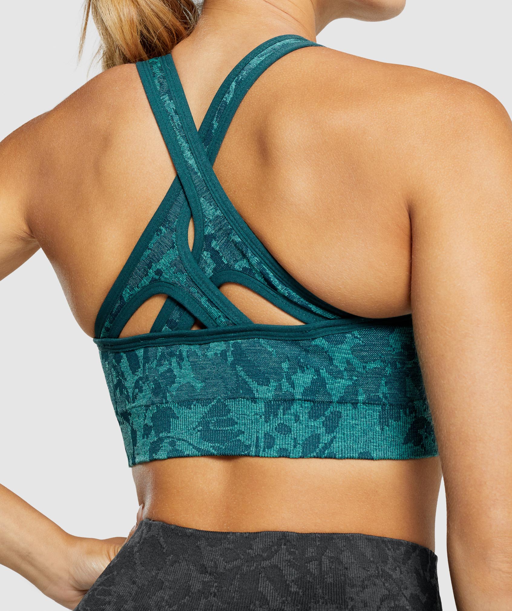 Adapt Animal Seamless Sports Bra in Butterfly | Teal - view 6