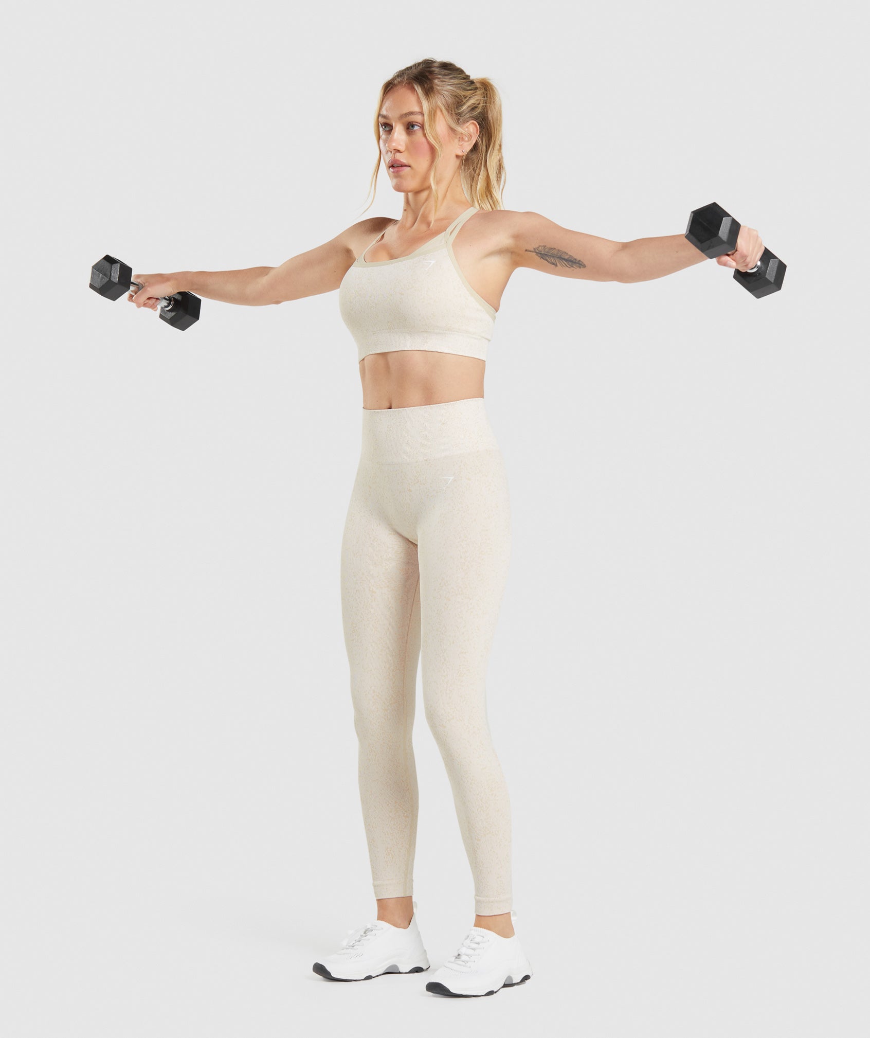 Adapt Fleck Seamless Sports Bra in Mineral | Coconut White - view 4