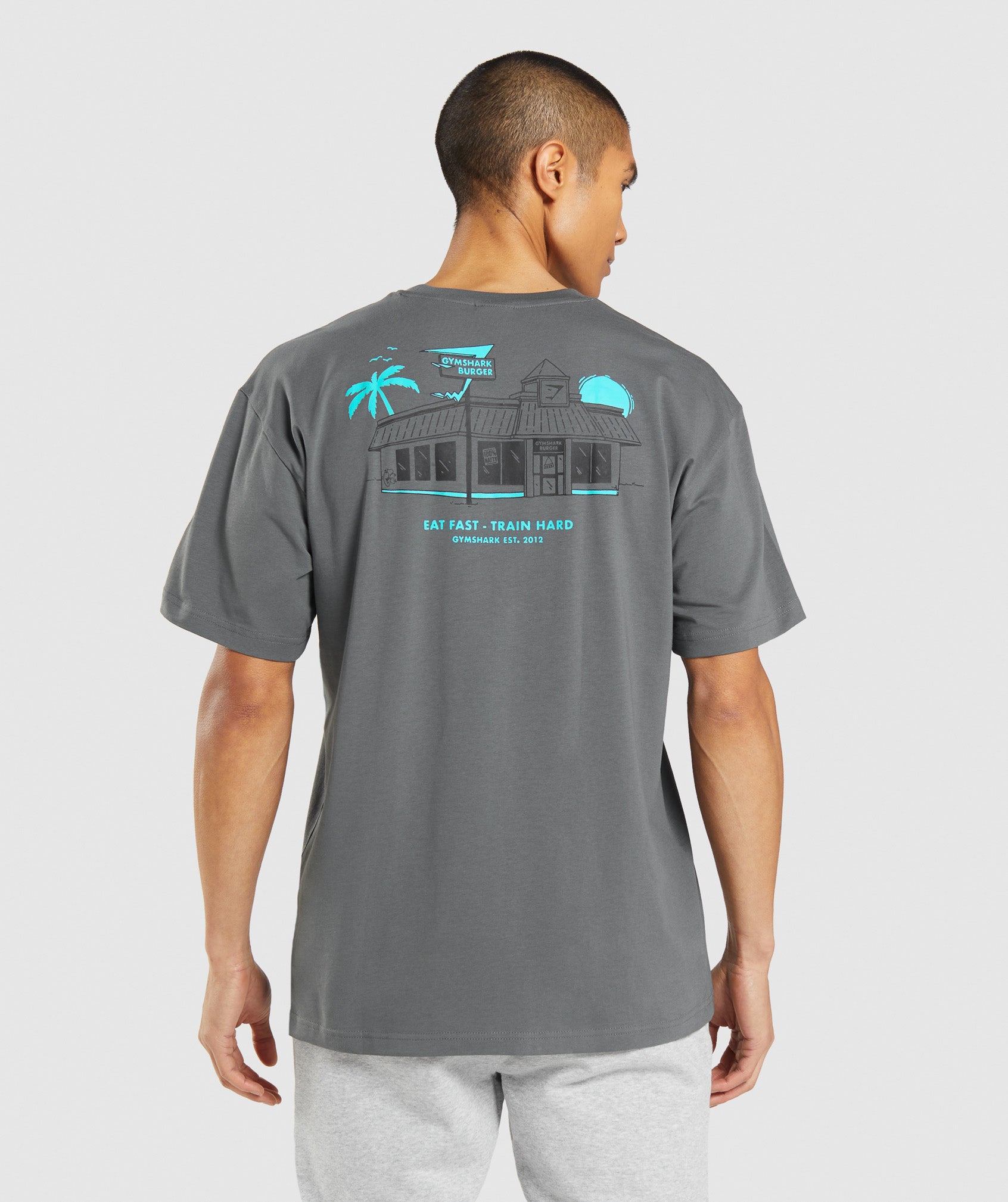 Diner Graphic Oversized T-Shirt in Charcoal - view 1