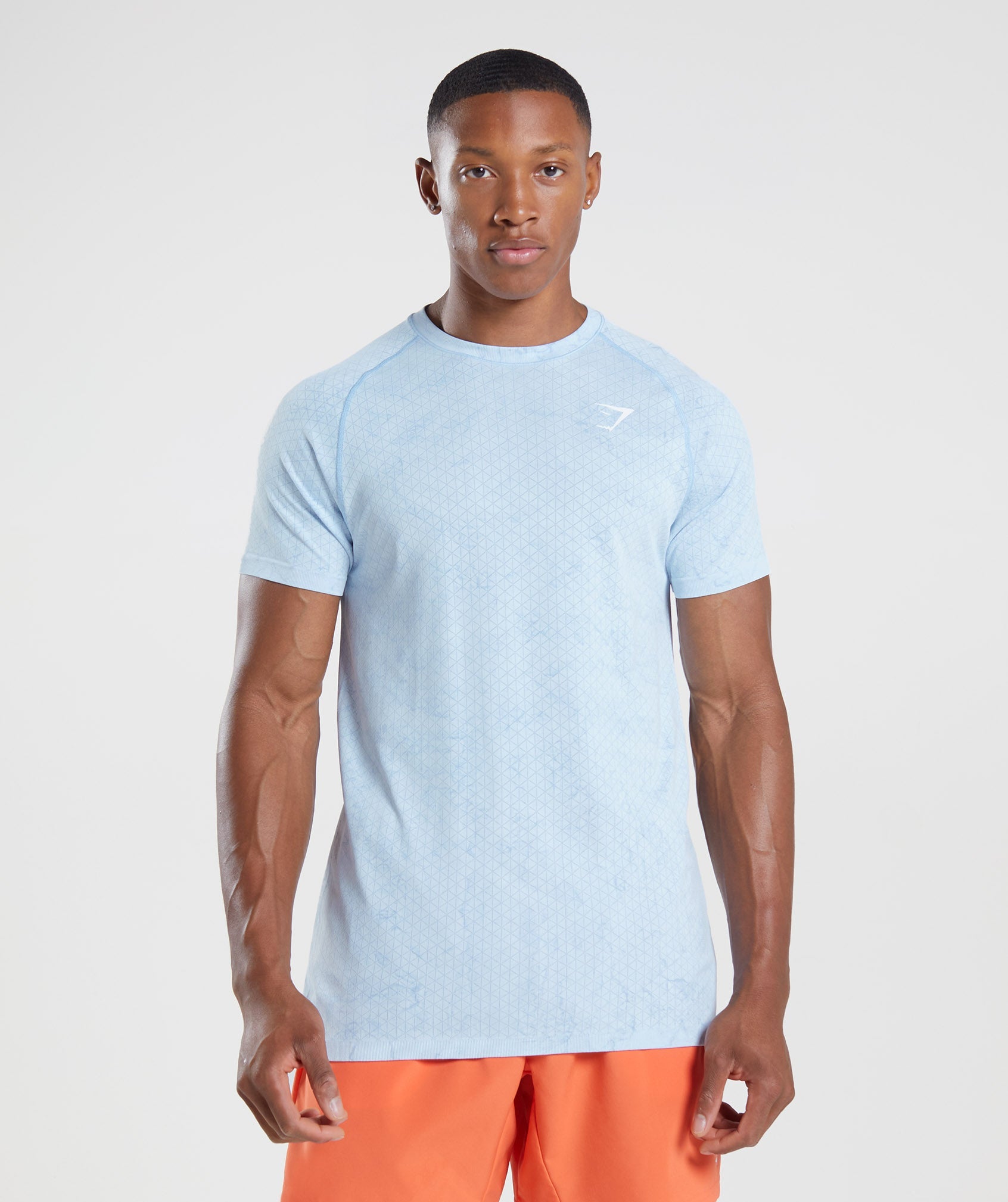 Geo Seamless T-Shirt in White/Moonstone Blue - view 1
