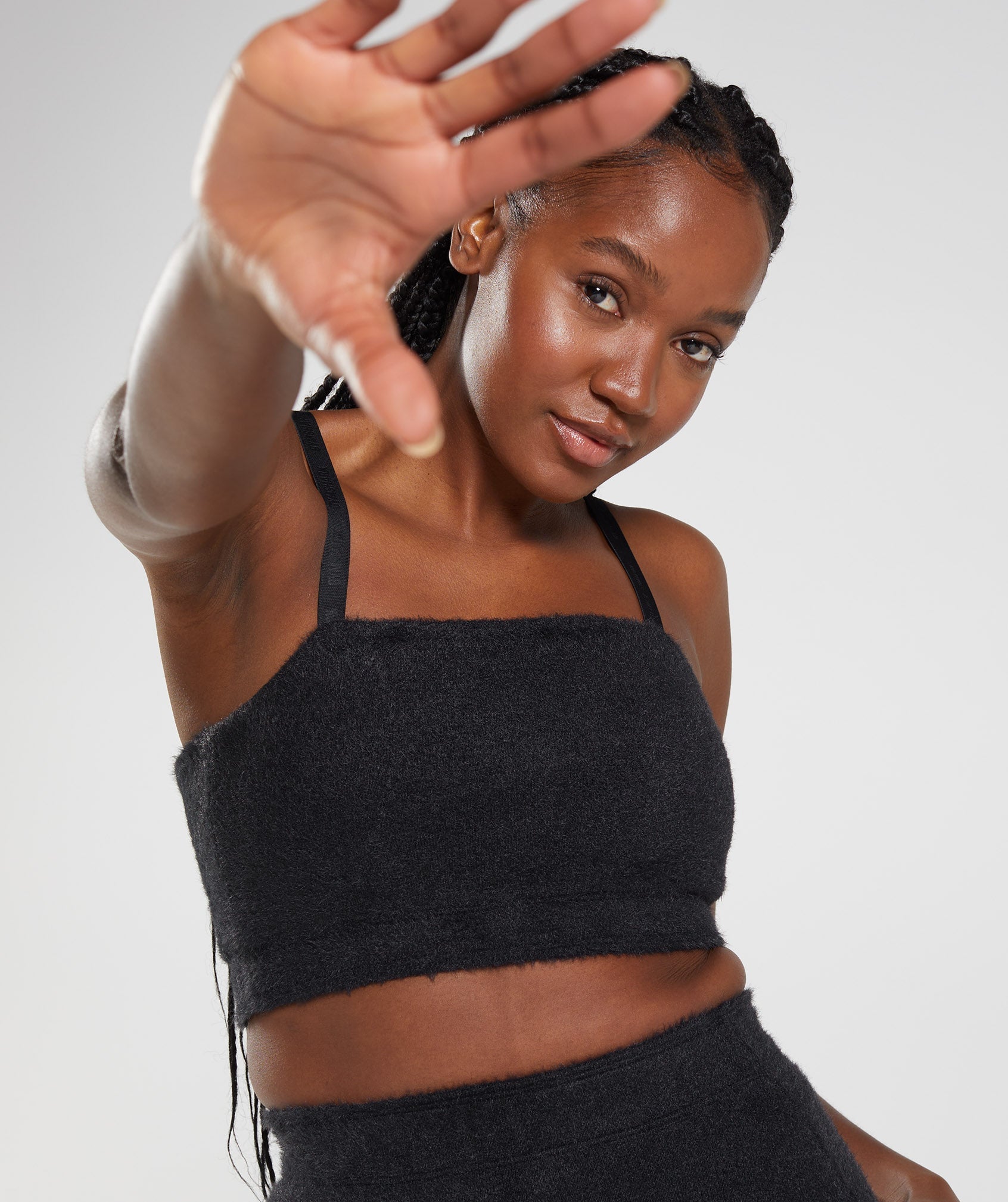 Whitney Eyelash Knit Bandeau in Black - view 5