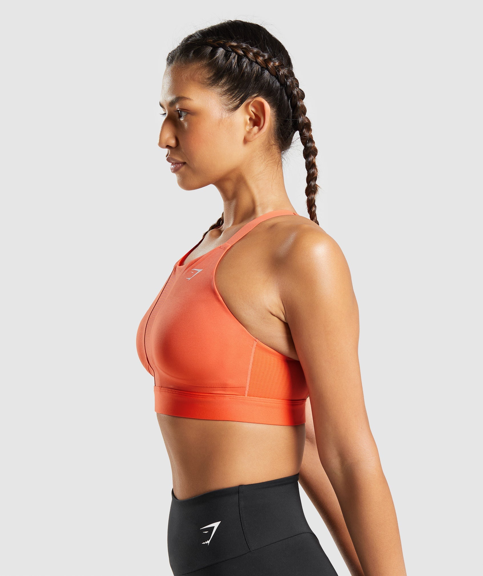 Mesh Neckline 2.0 Sports Bra in Papaya Orange - view 3