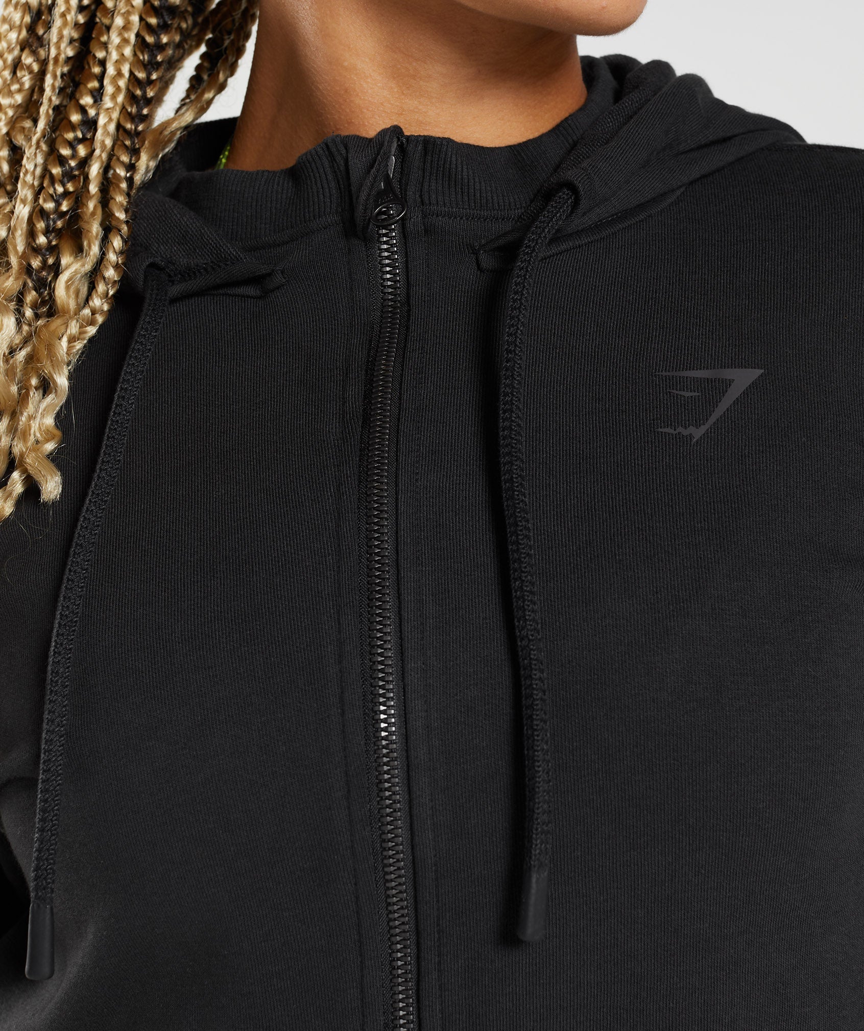 GS Power Cropped Zip Hoodie in Black