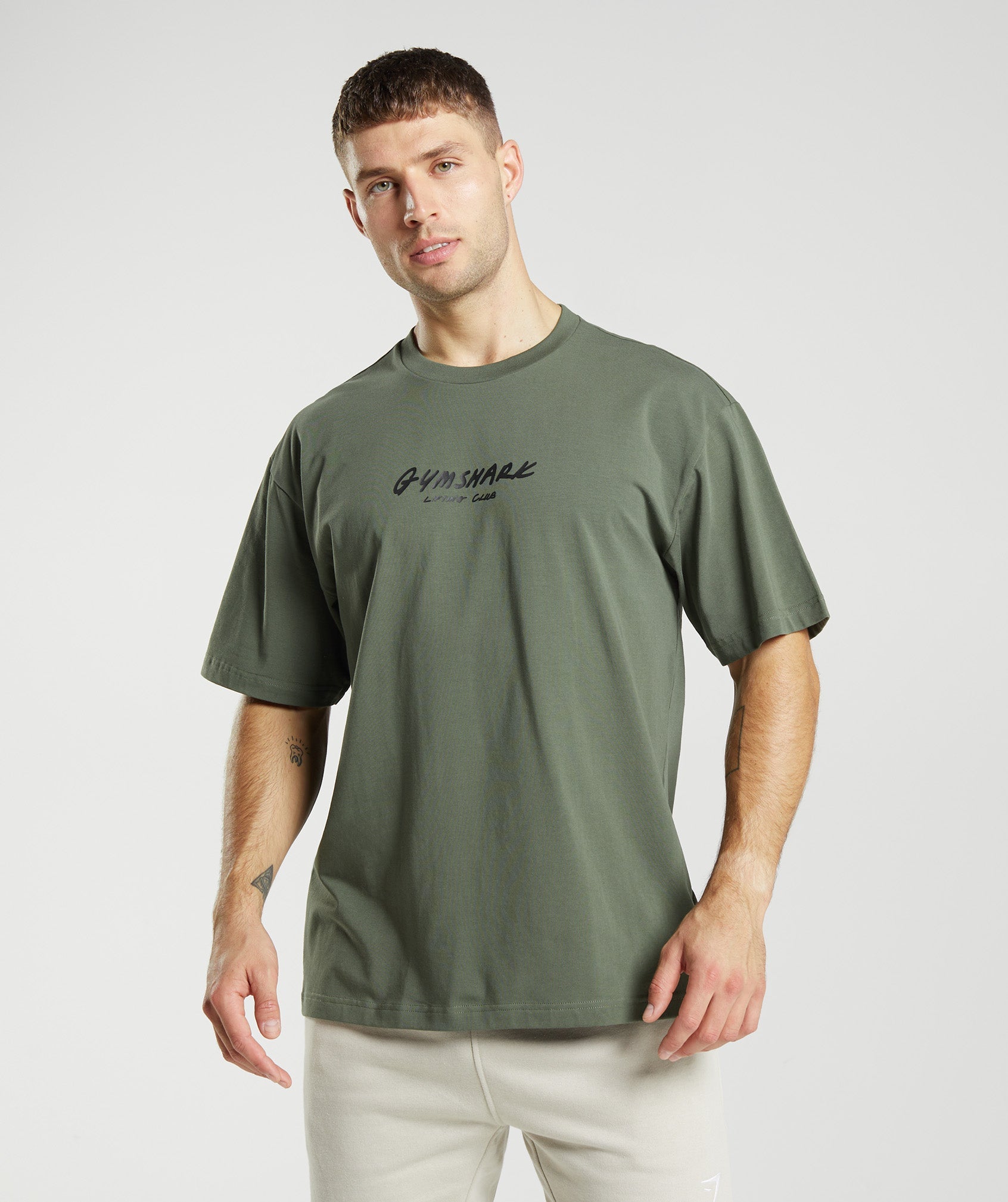 Prepare For Tomorrow Photo Oversized T-Shirt in Core Olive - view 1