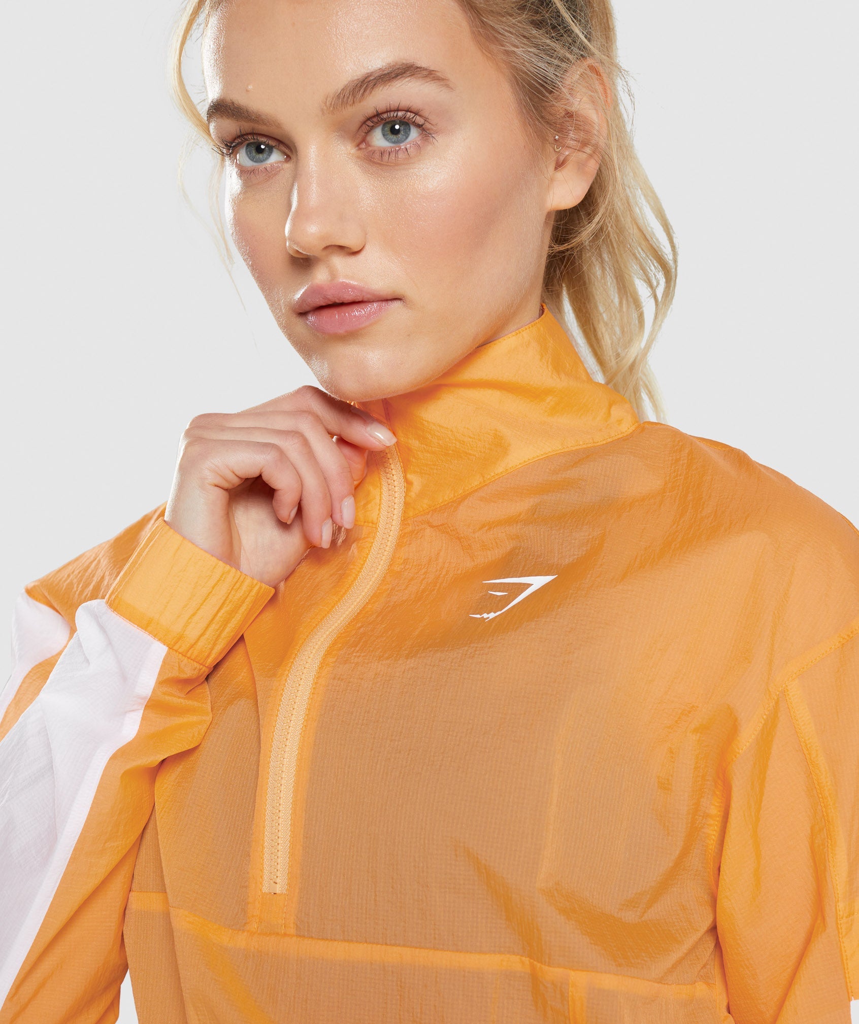 Pulse Woven Jacket in Apricot Orange/White - view 5