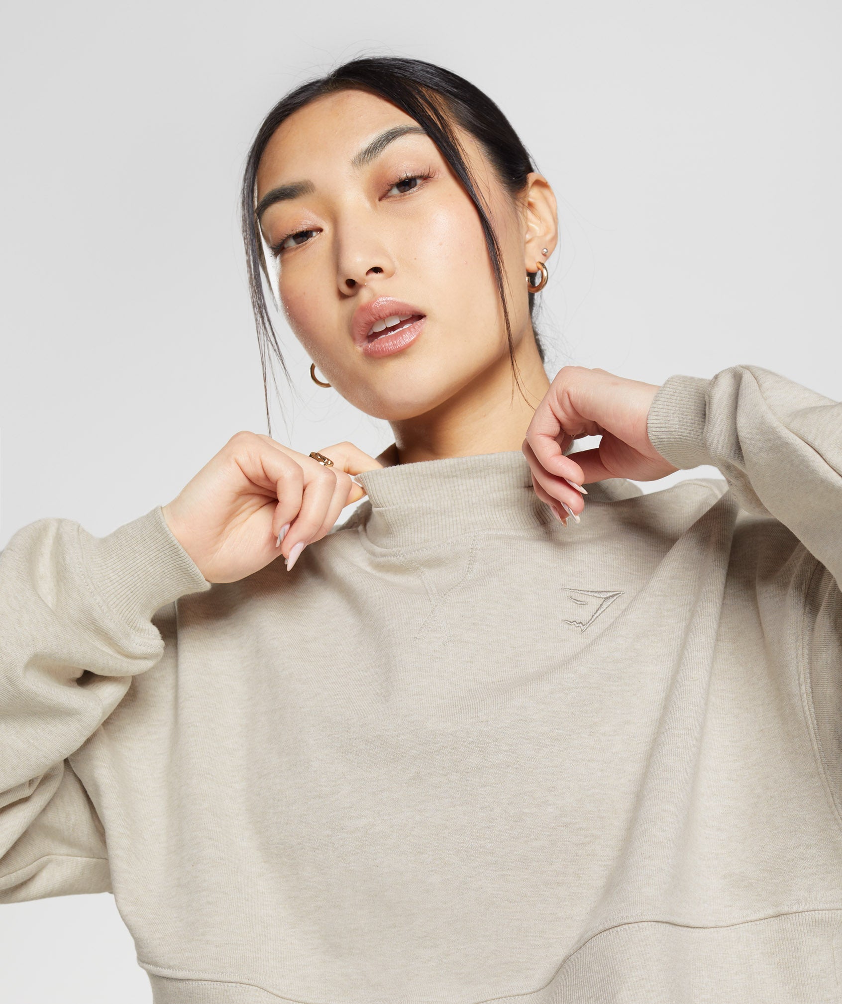 Rest Day Sweats Cropped Pullover in Sand Marl