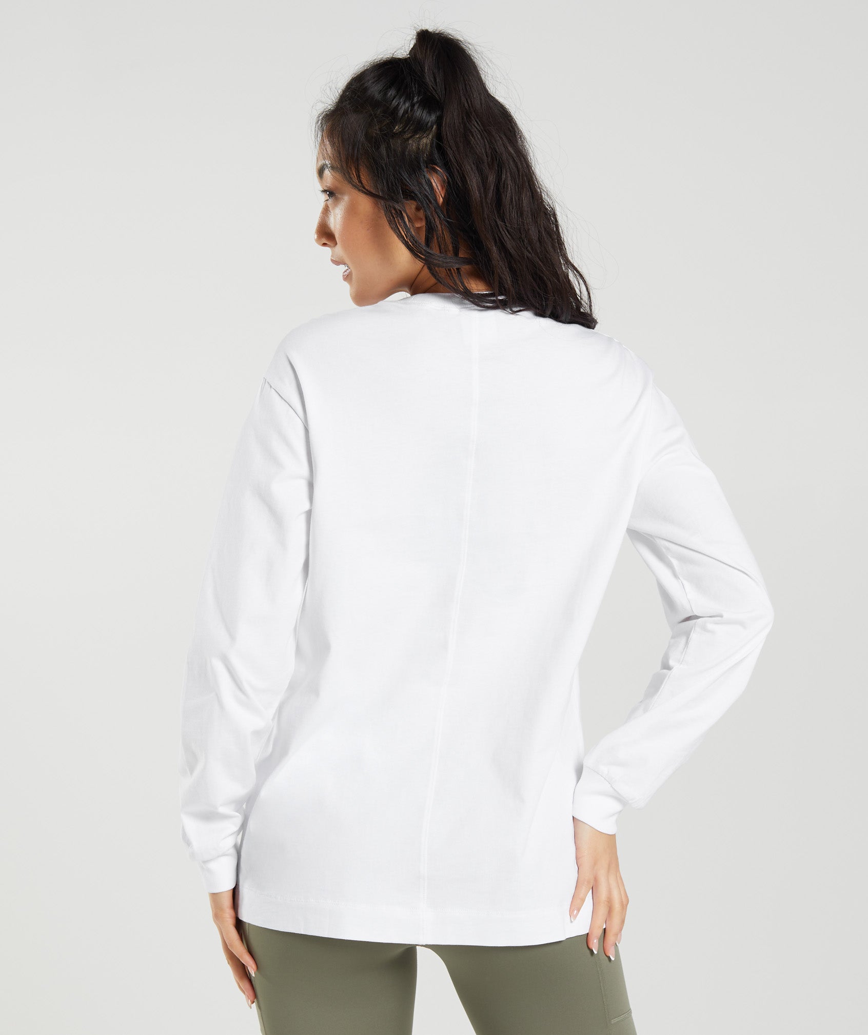 Cotton Oversized Long Sleeve Top in White