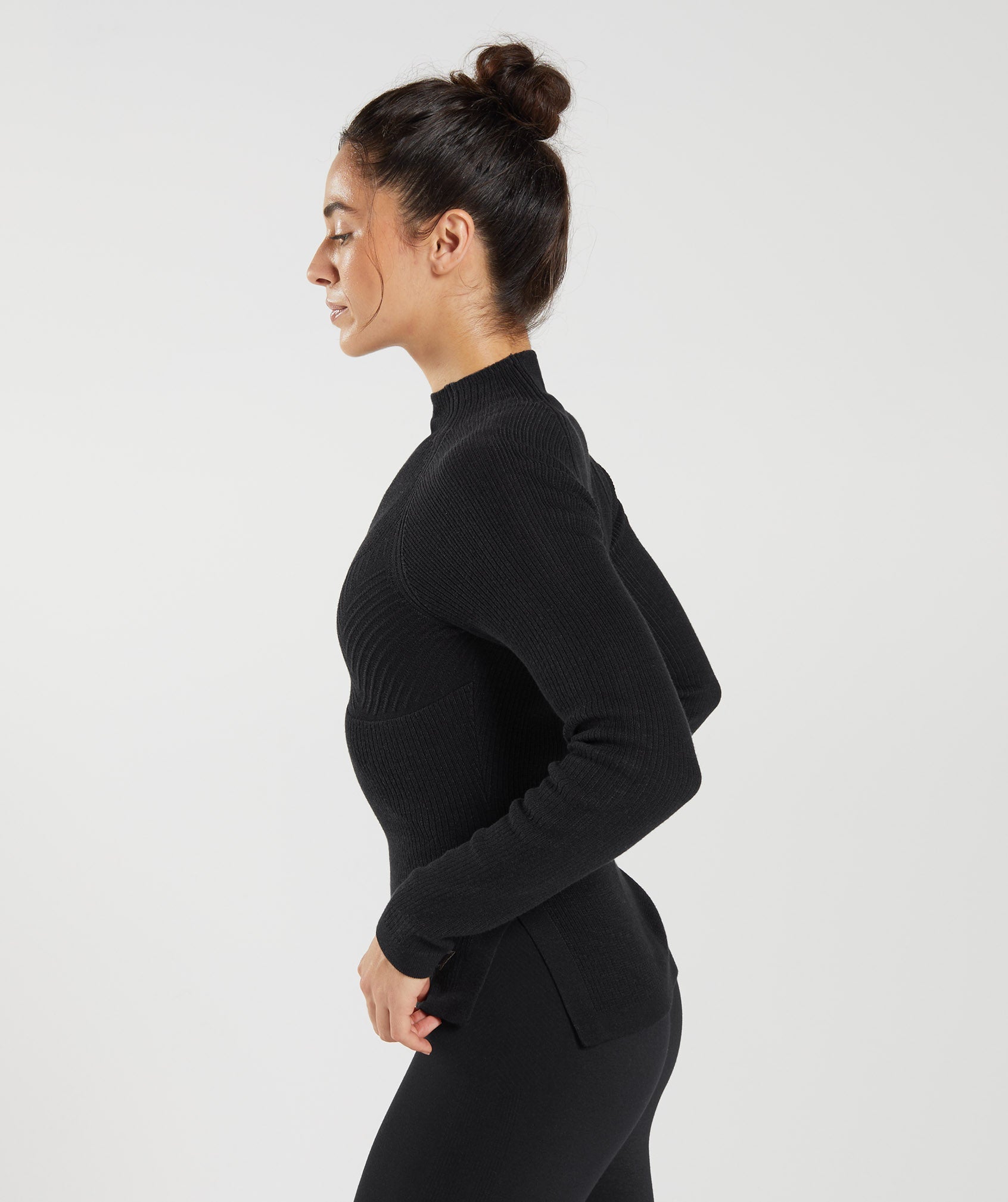 Pause Knitwear Long Sleeve Top in Black/Onyx Grey - view 4