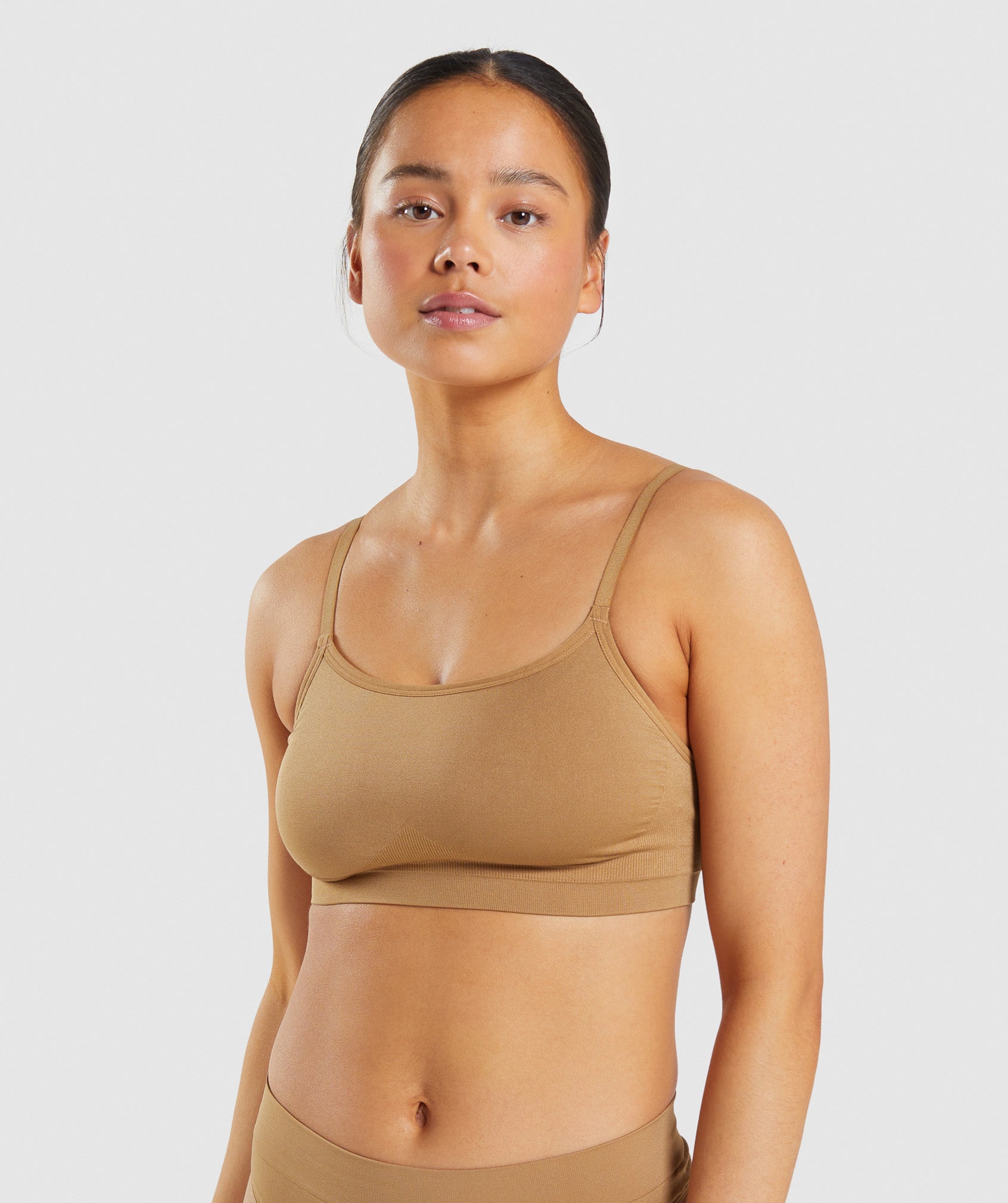 Seamless Scoop Neck Bralette in Golden Light Brown - view 1