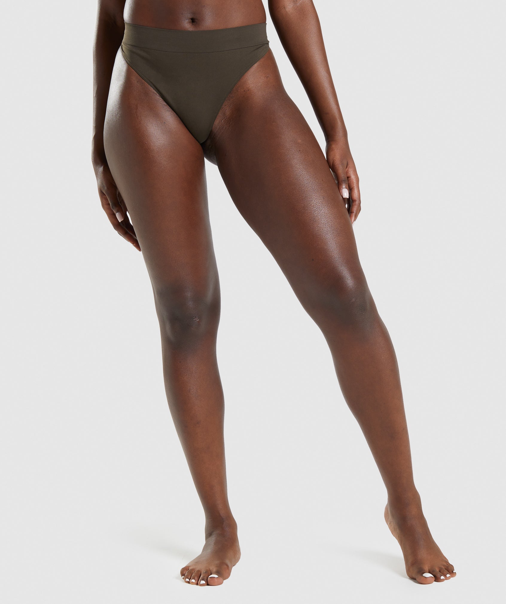 Seamless High Rise Thong in Espresso Brown - view 1