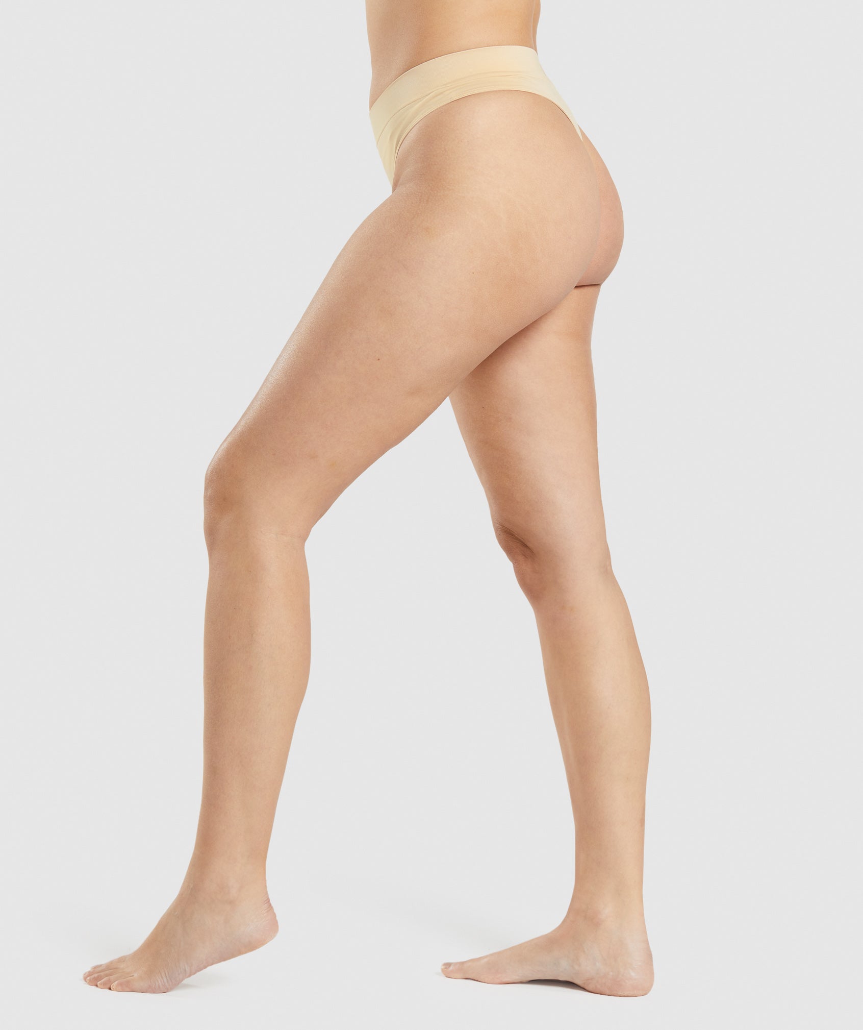 Seamless High Rise Thong in Fawn Light Brown - view 3