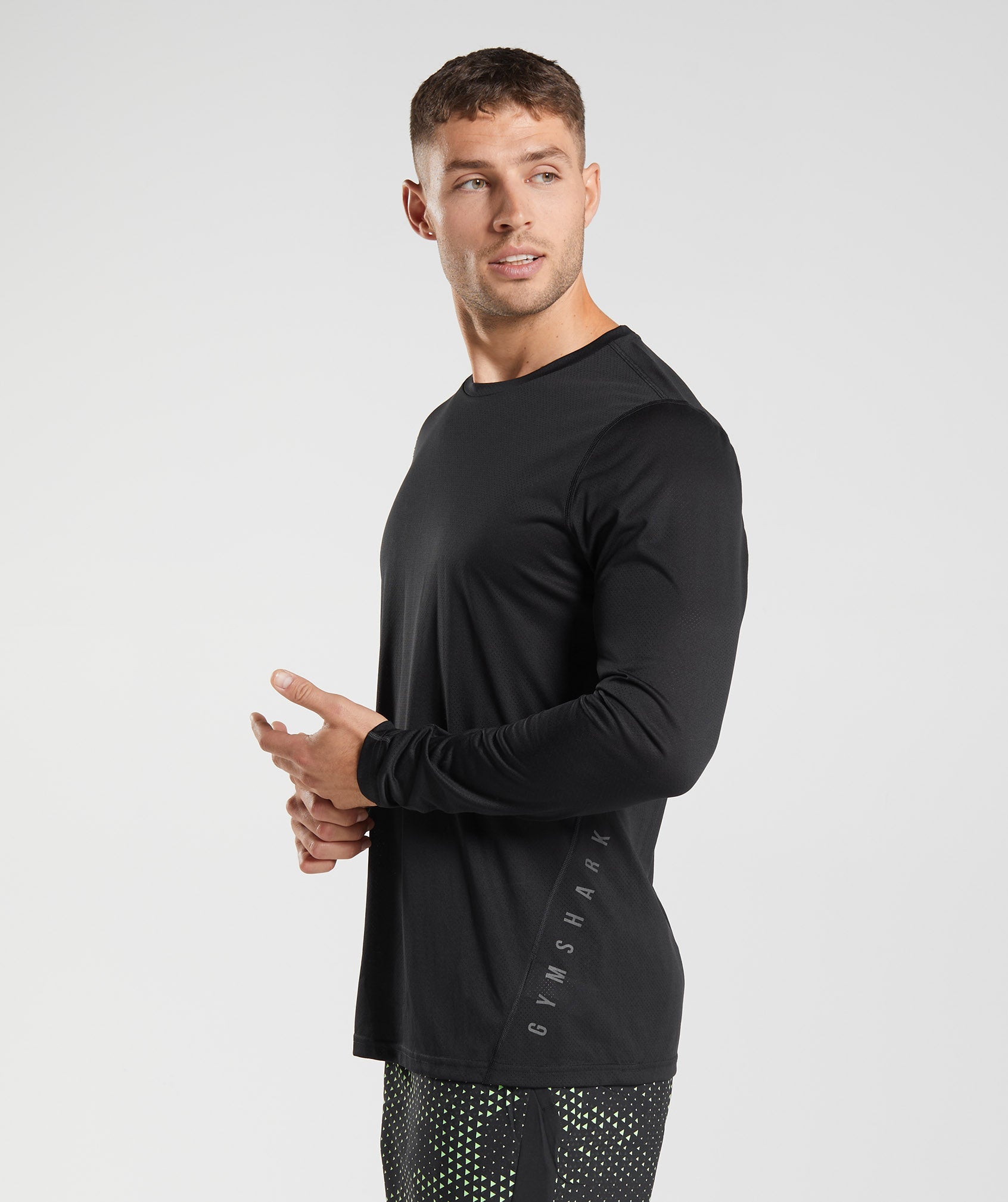 Sport Long Sleeve T-Shirt in Black/Black Marl - view 3