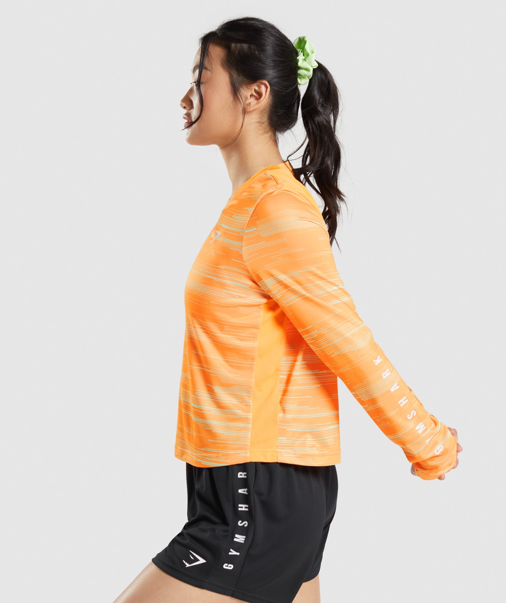 Sport Loose Long Sleeve T-Shirt in Orange Print - view 3