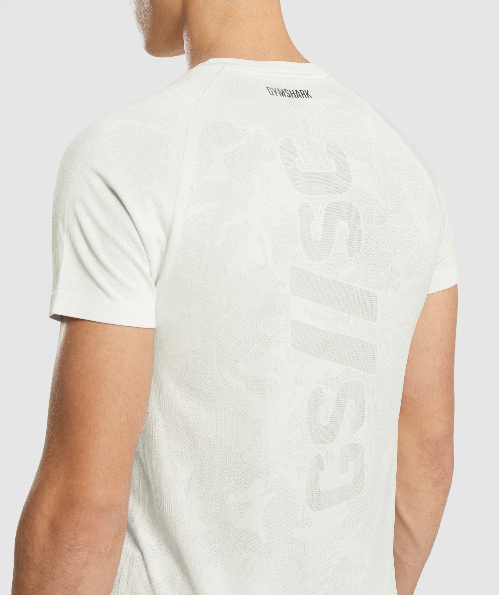 Gymshark//Steve Cook Seamless T-Shirt in Off White/Light Grey - view 5
