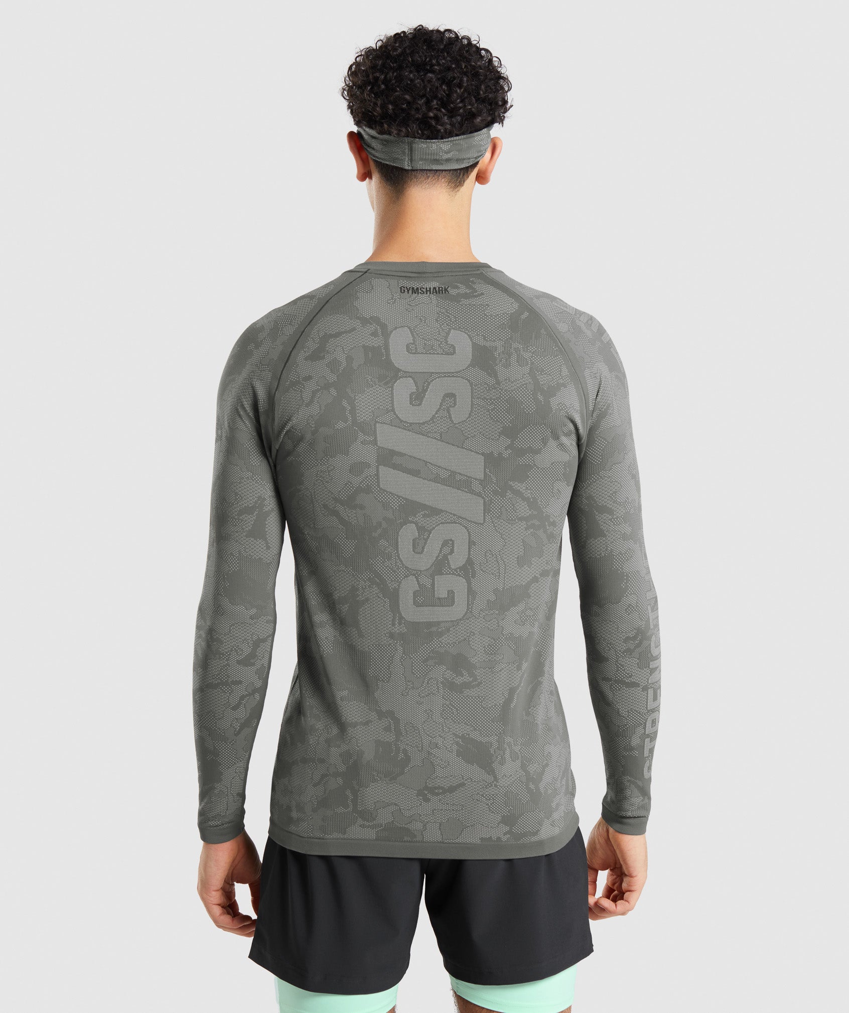 Gymshark//Steve Cook Long Sleeve Seamless T-Shirt in Charcoal Grey/Smokey Grey - view 2