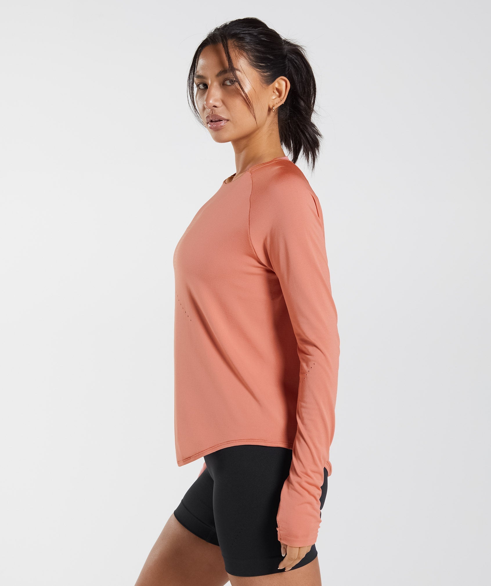 Sweat Seamless Long Sleeve Top in Terracotta Pink - view 3