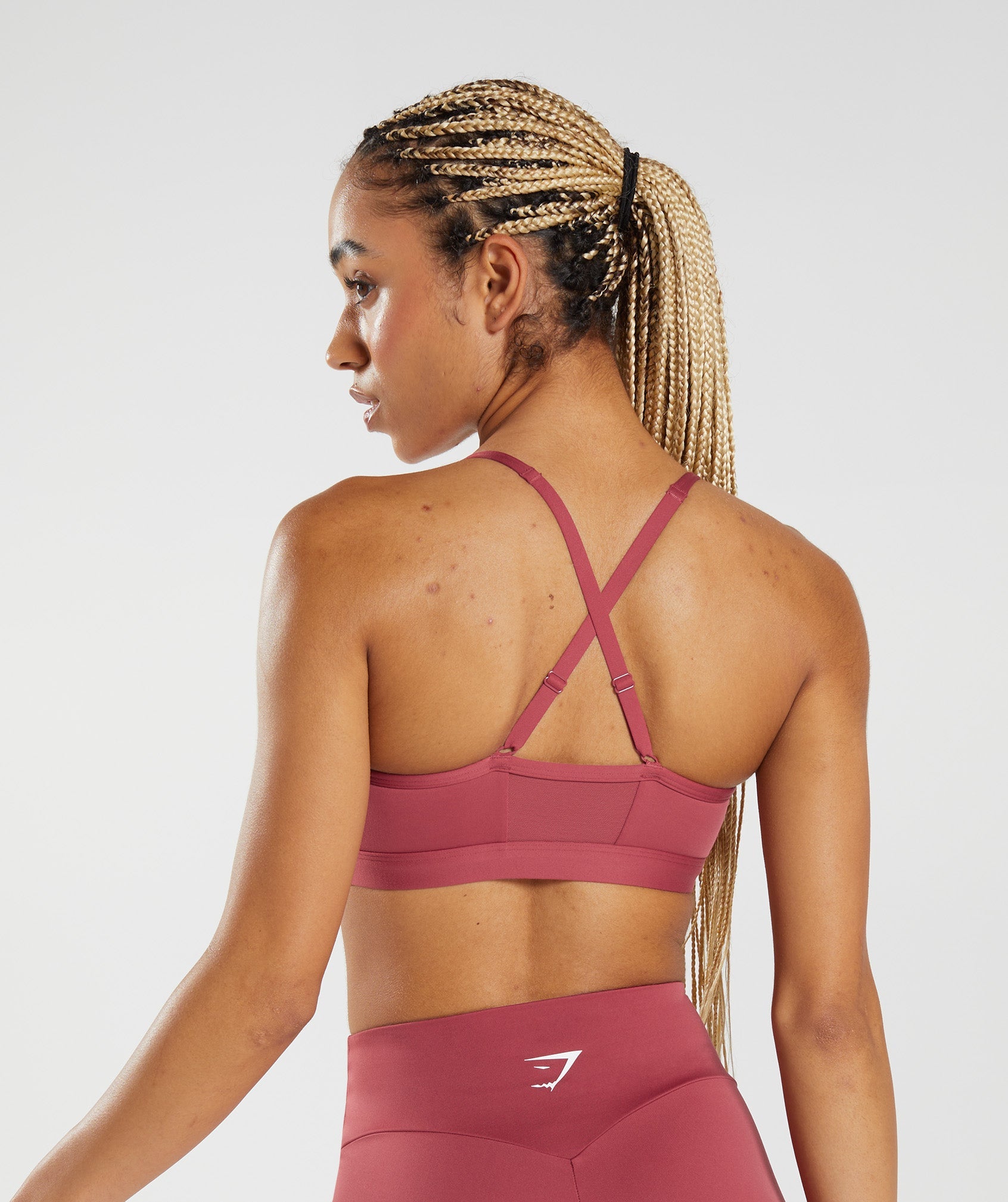 Ruched Sports Bra in Pomegranate Red