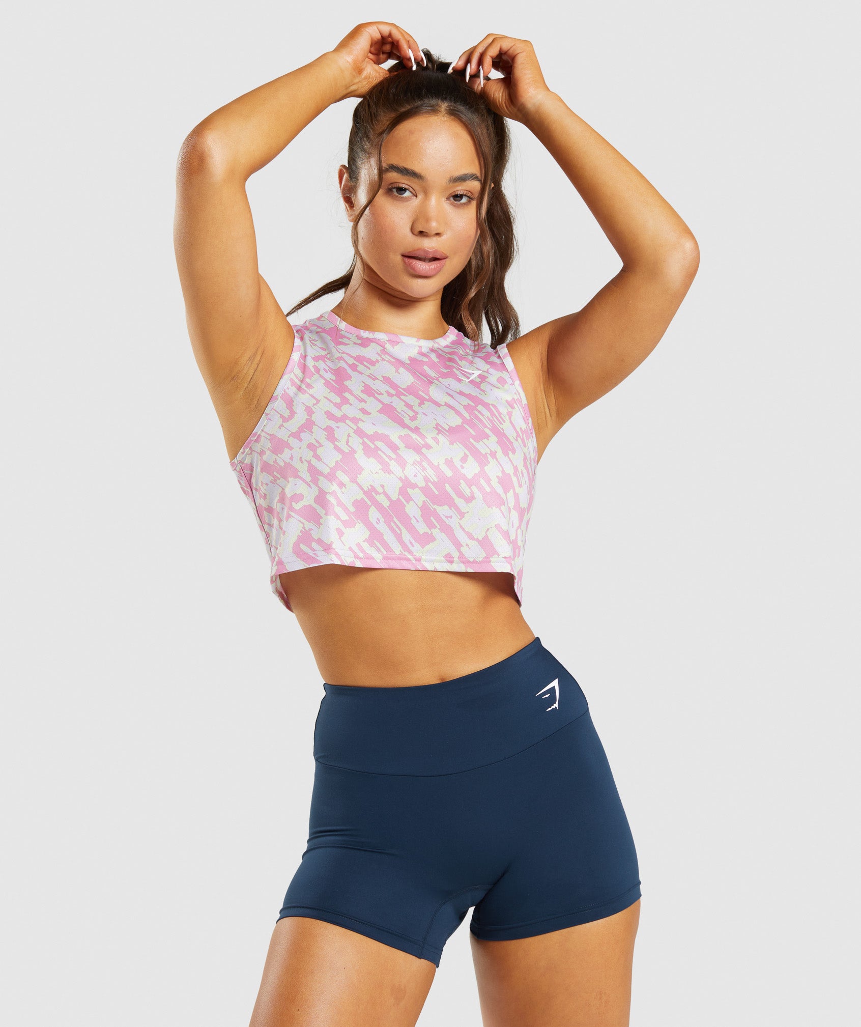 Training Crop Tank in Pink Print - view 1