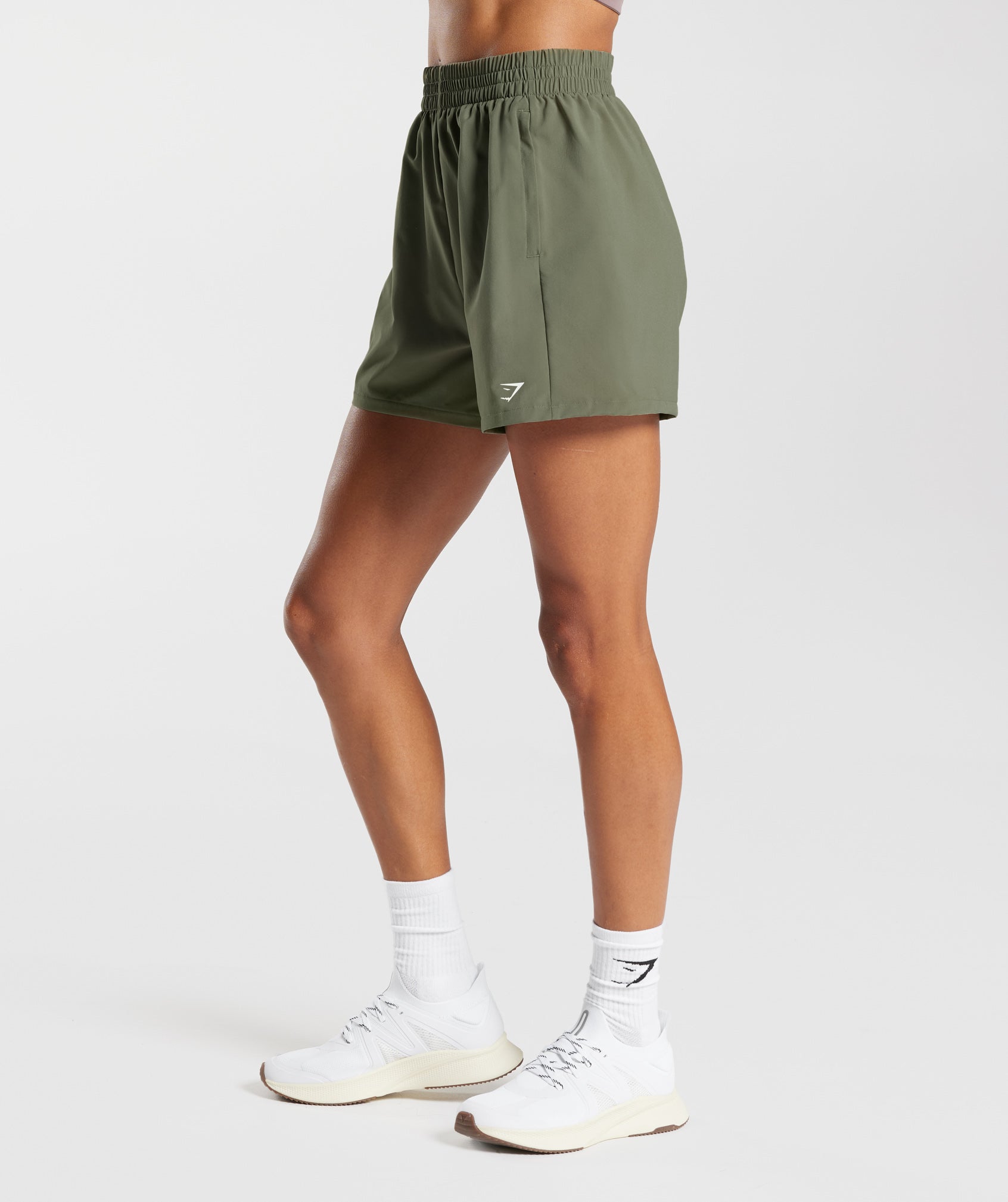 Woven Pocket Shorts in Dusty Olive - view 3