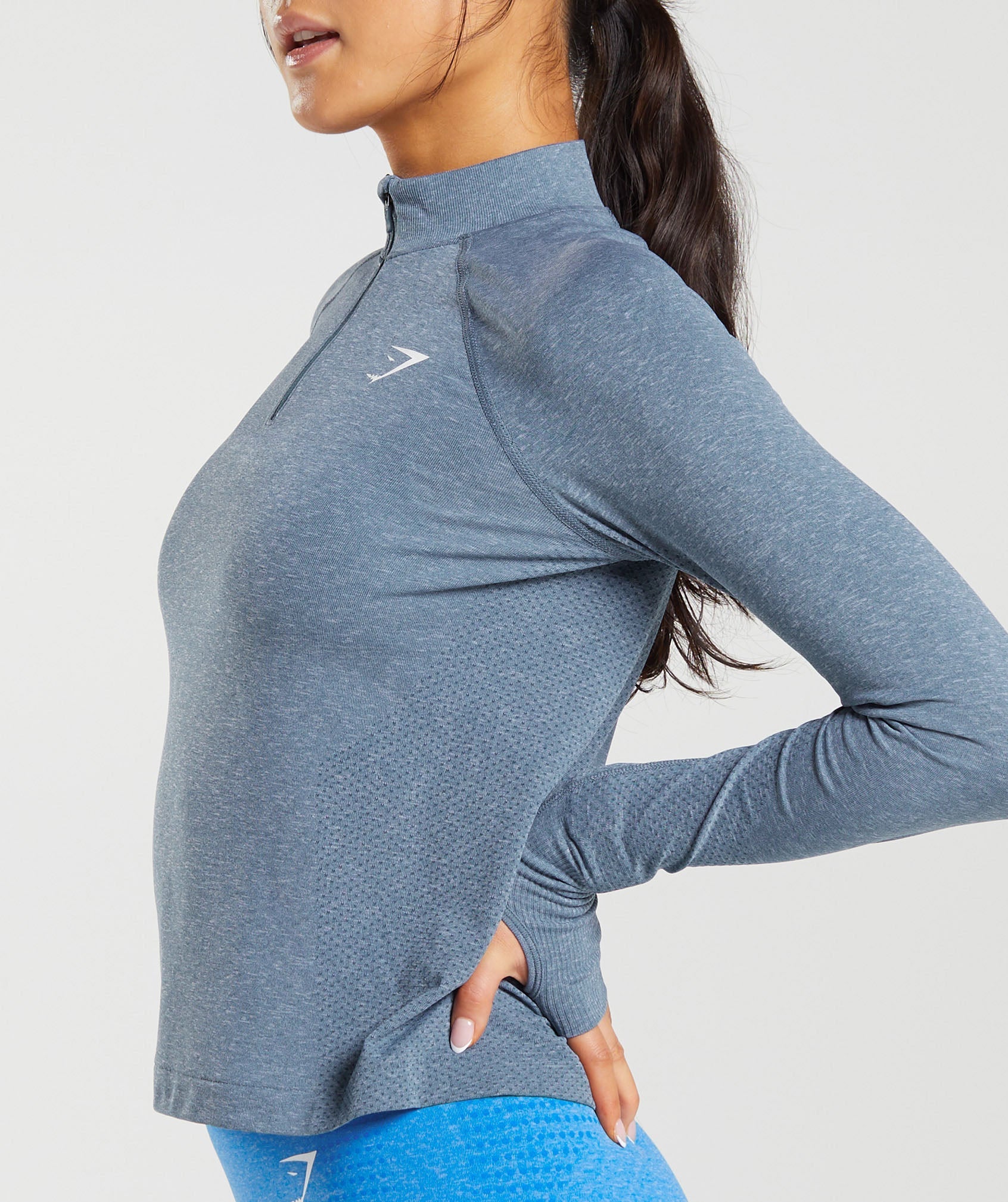 Vital Seamless 2.0 1/4 Track Top in Evening Blue Marl