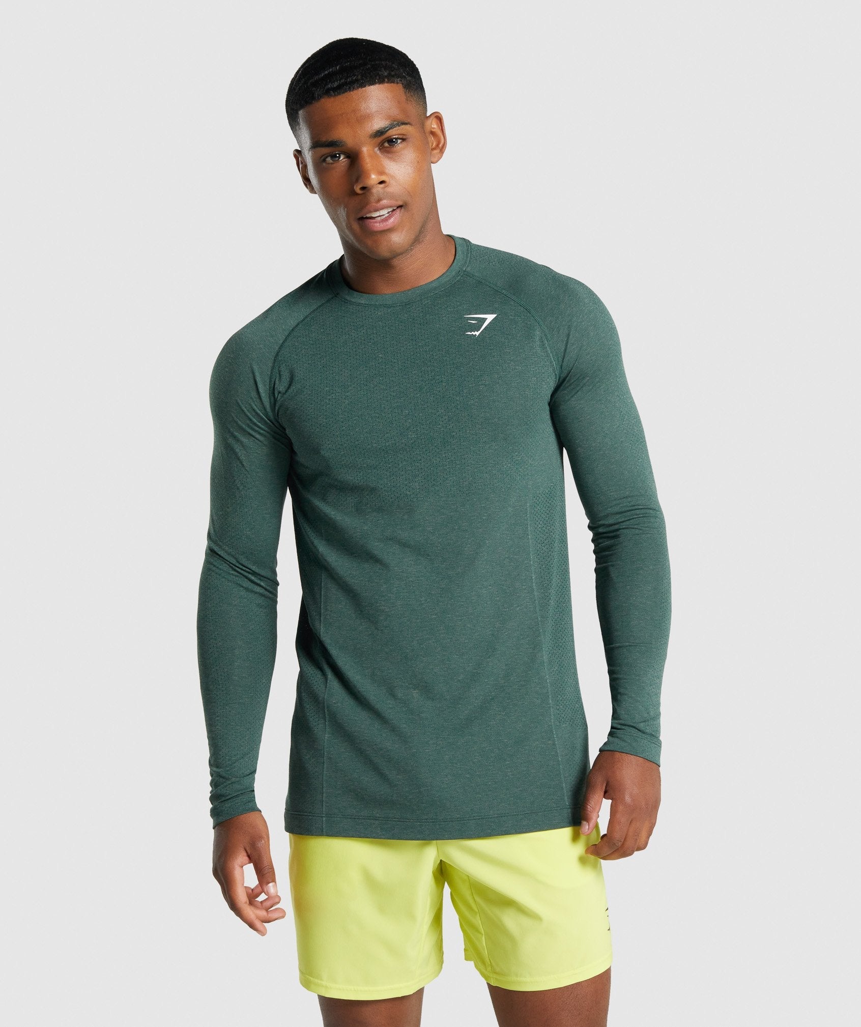 Vital Light  Seamless Long Sleeve T-Shirt in Dark Green Marl - view 1