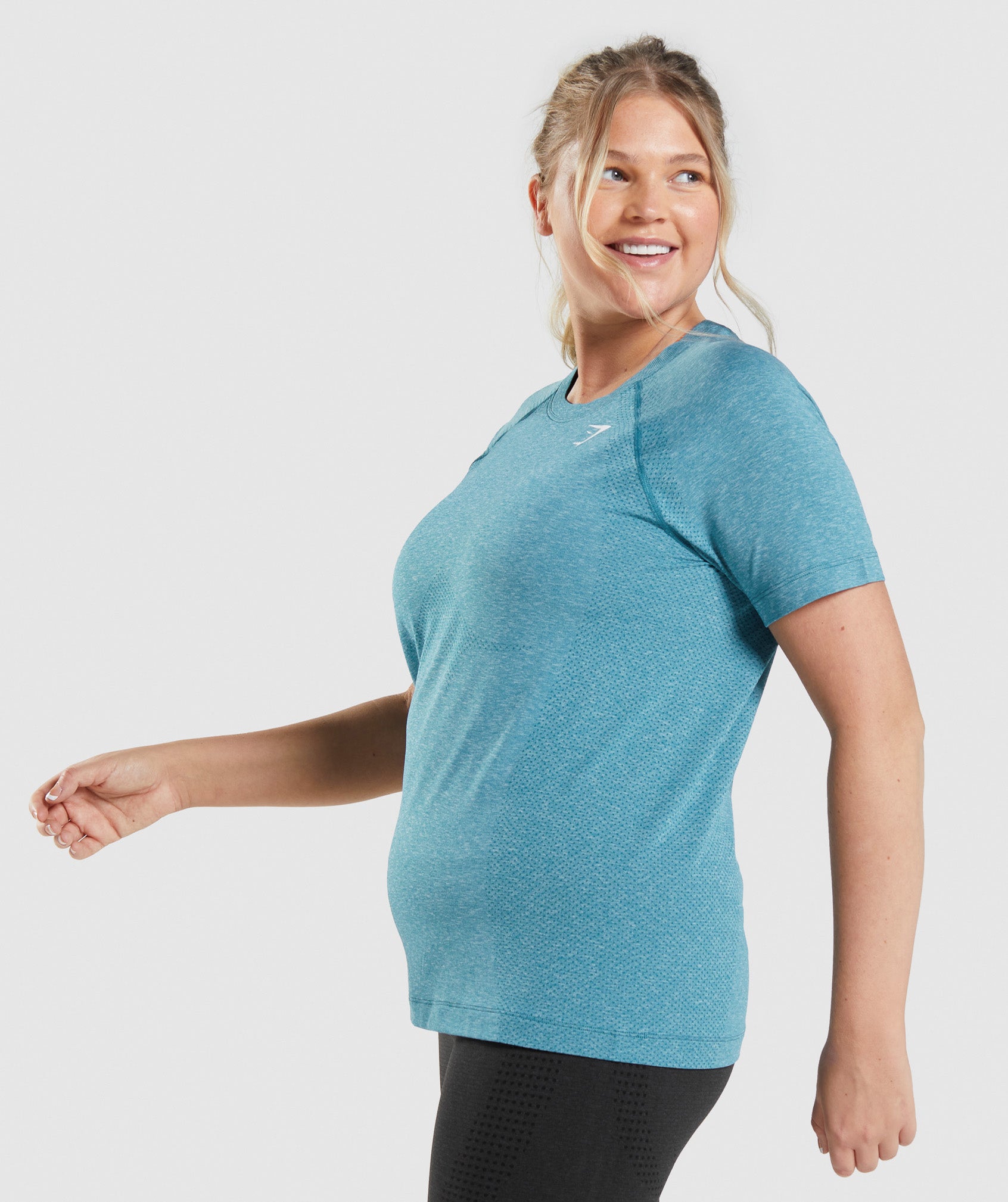 Vital Seamless 2.0 Light T-Shirt in Tahoe Teal Marl - view 3