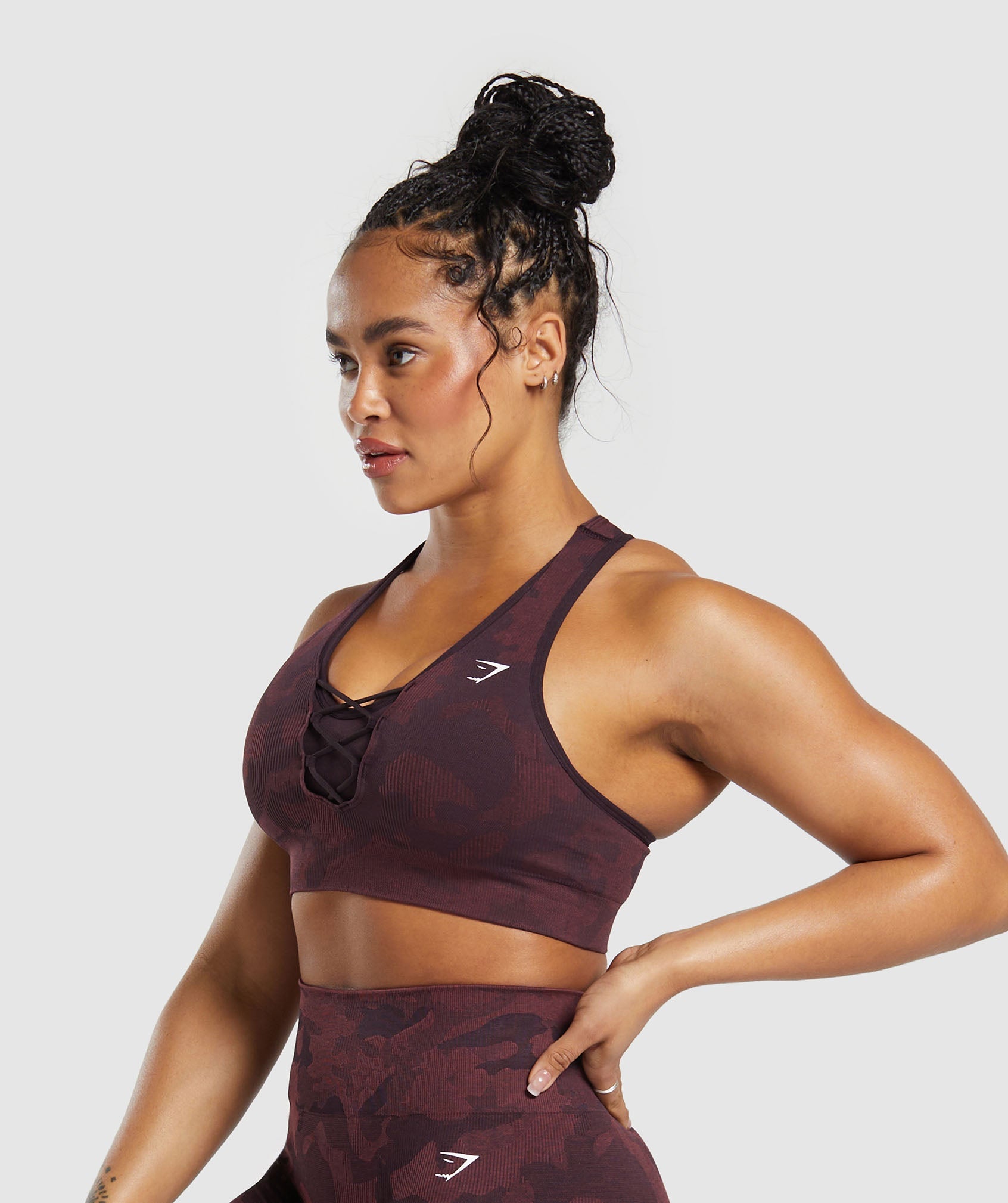 Adapt Camo Seamless Sports Bra in Plum Brown/Burgundy Brown - view 3