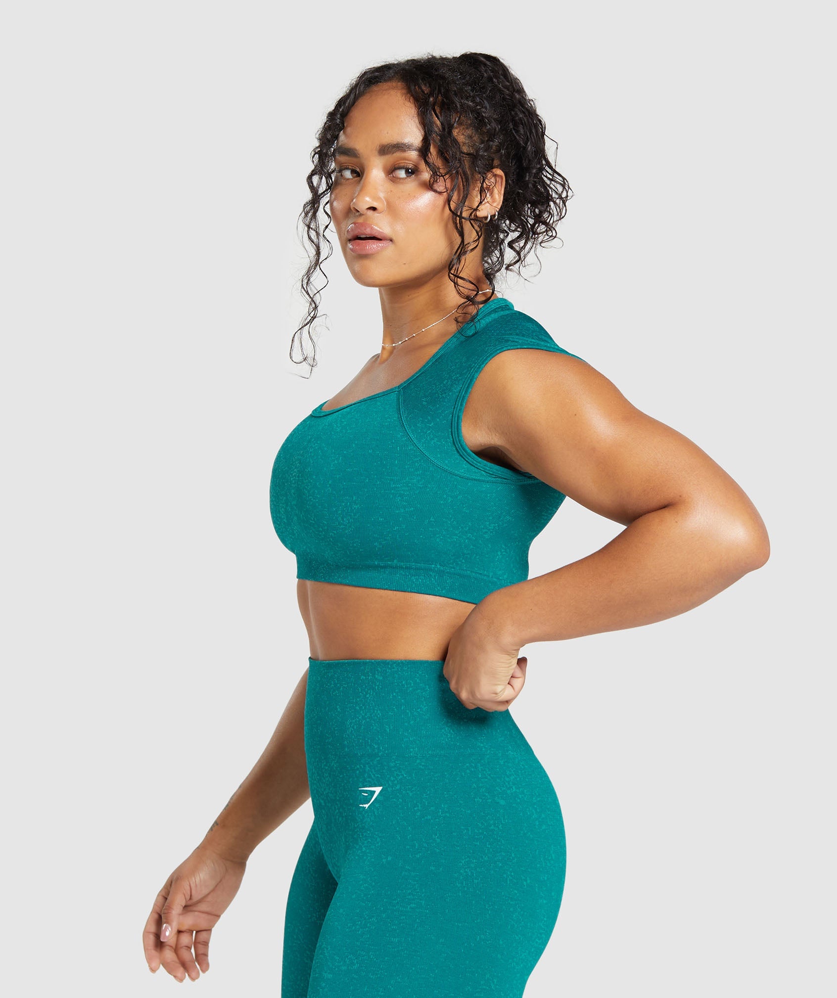 Adapt Fleck Seamless Crop Top in Ocean Teal/Artificial Teal - view 3