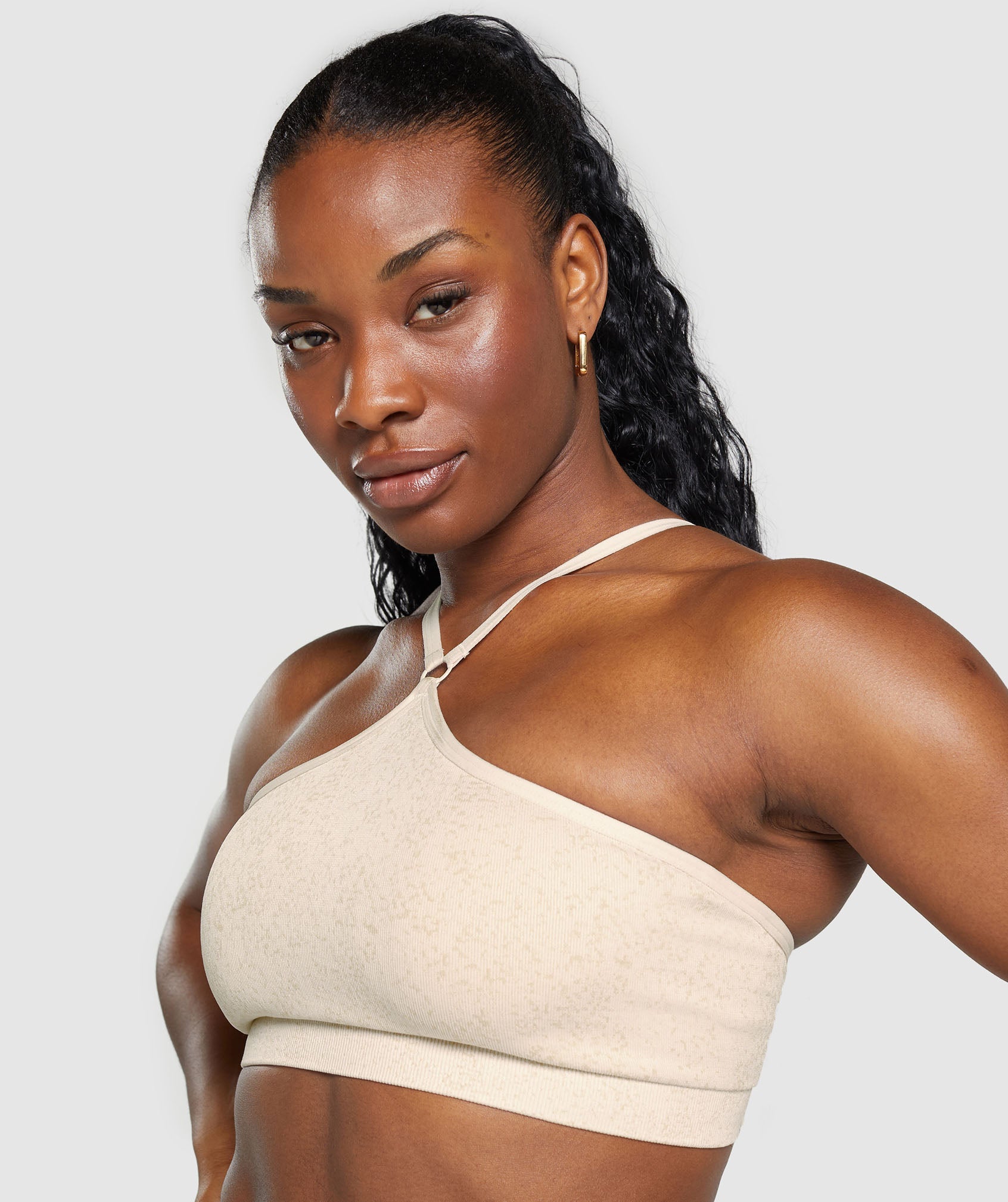 Adapt Fleck Seamless Halterneck Bralette in Coconut White - view 3