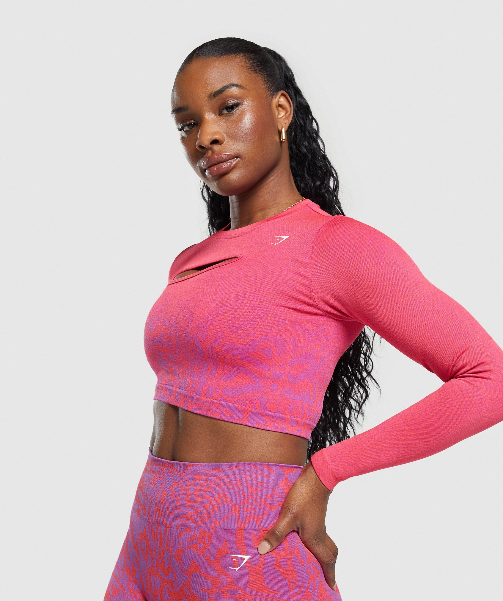 Adapt Safari Seamless Faded Long Sleeve Top in Shelly Pink/Fly Coral - view 7