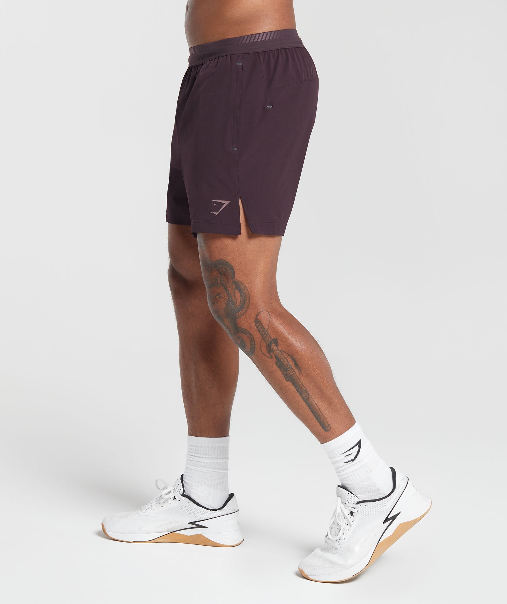 Apex 5" Hybrid Shorts in Plum Brown - view 3