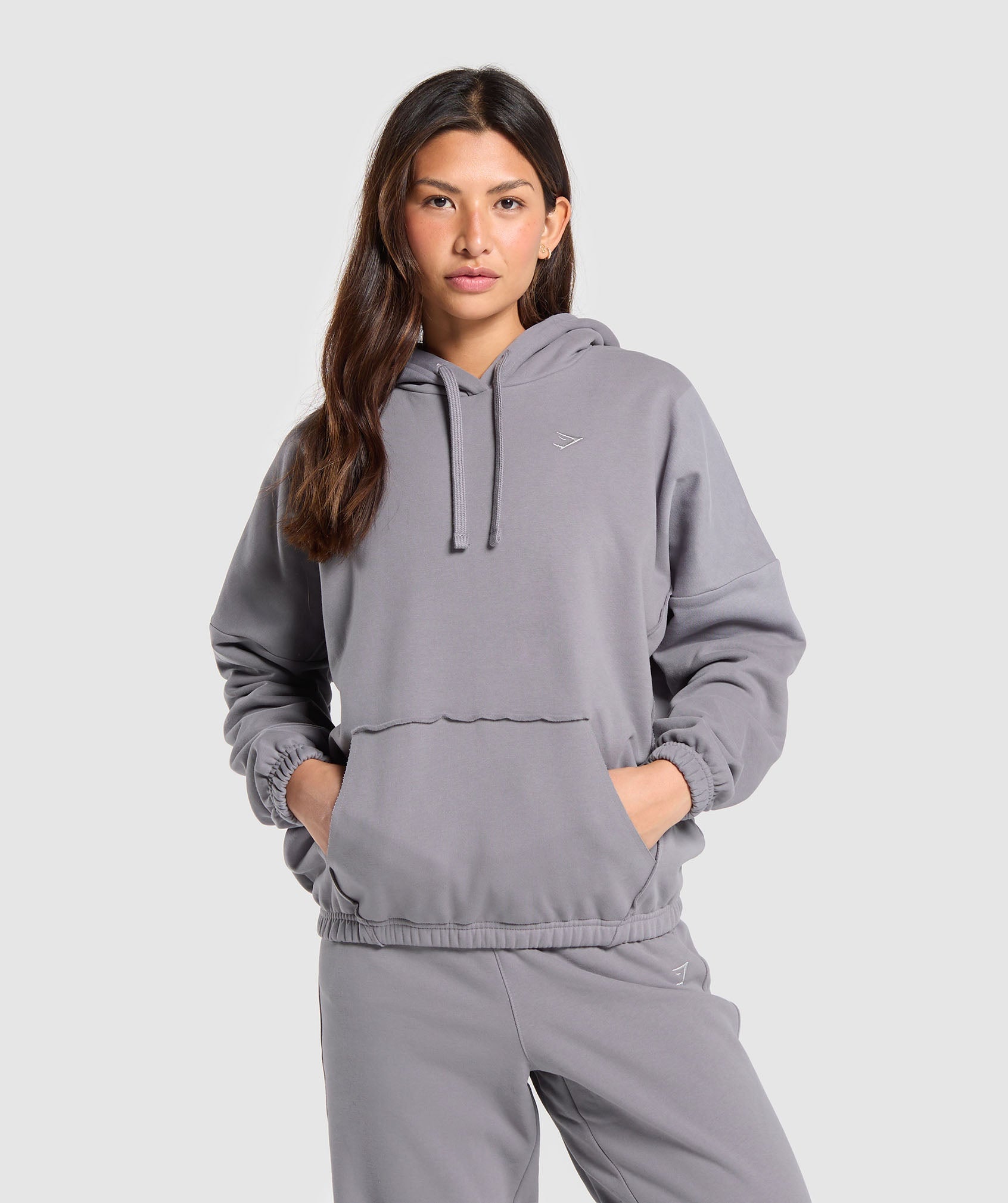 Fleece Oversized Hoodie in Medium Grey