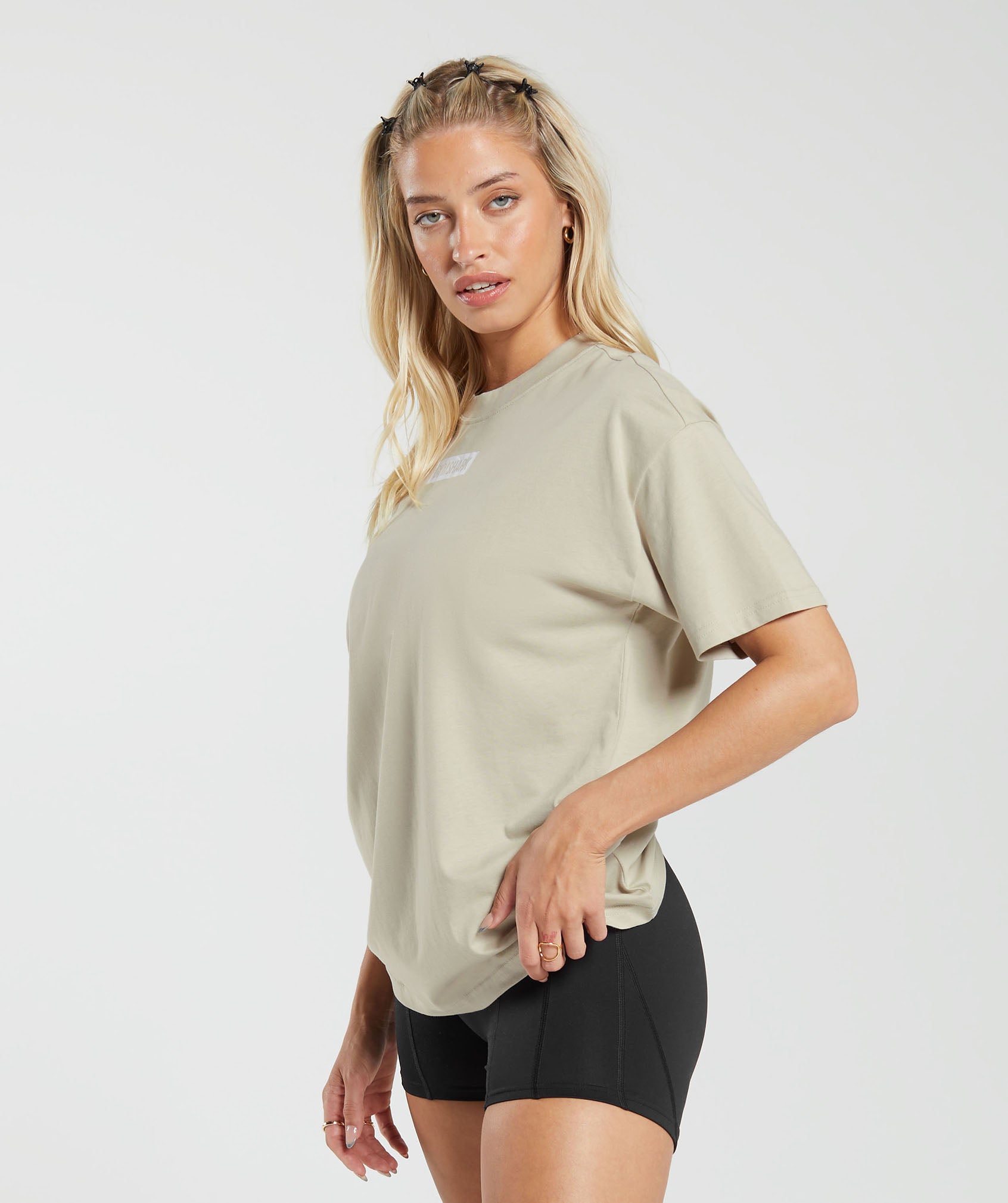 Block Oversized T-Shirt in Washed Stone Brown - view 3