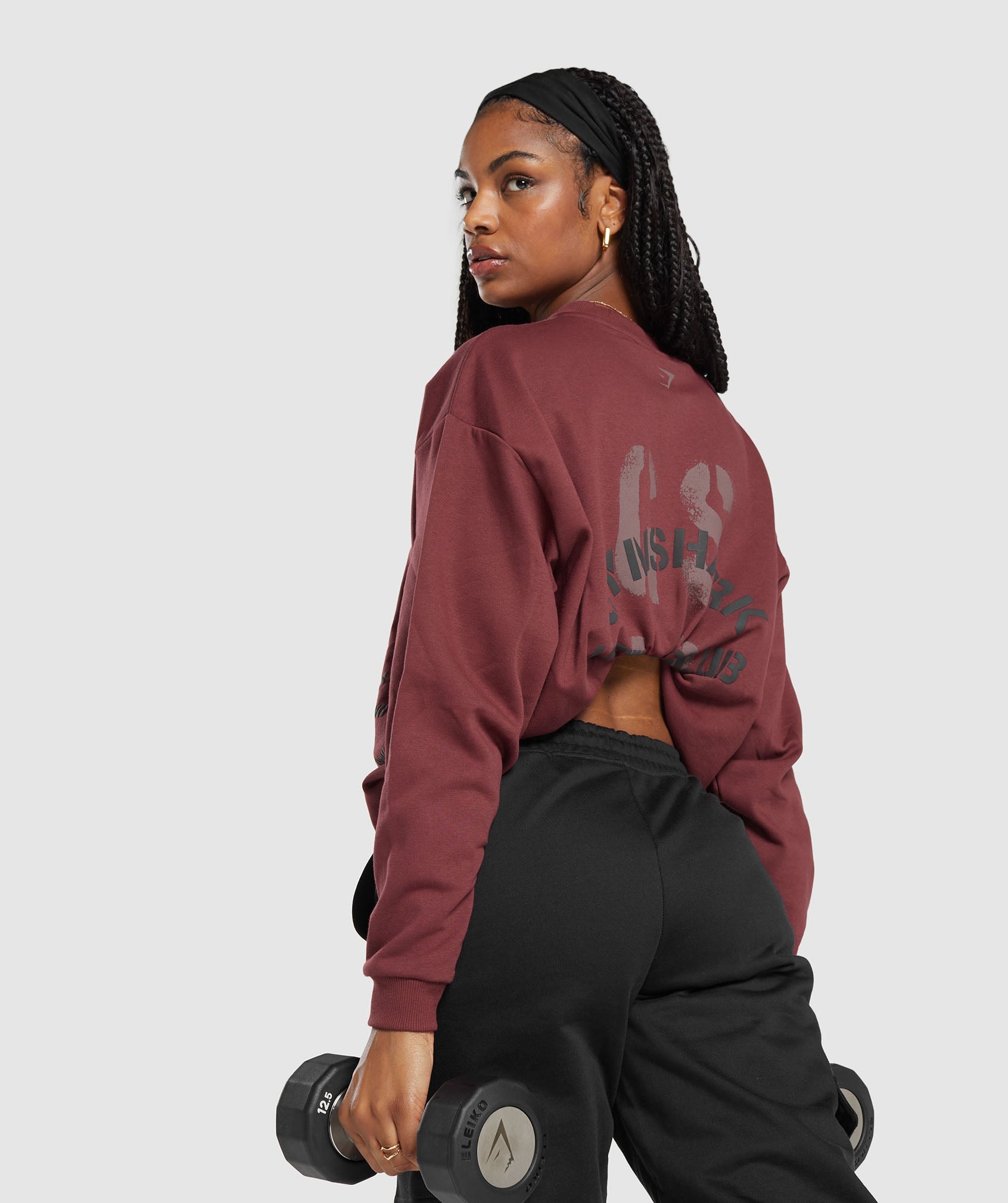 Built Oversized Sweatshirt in Washed Burgundy - view 4