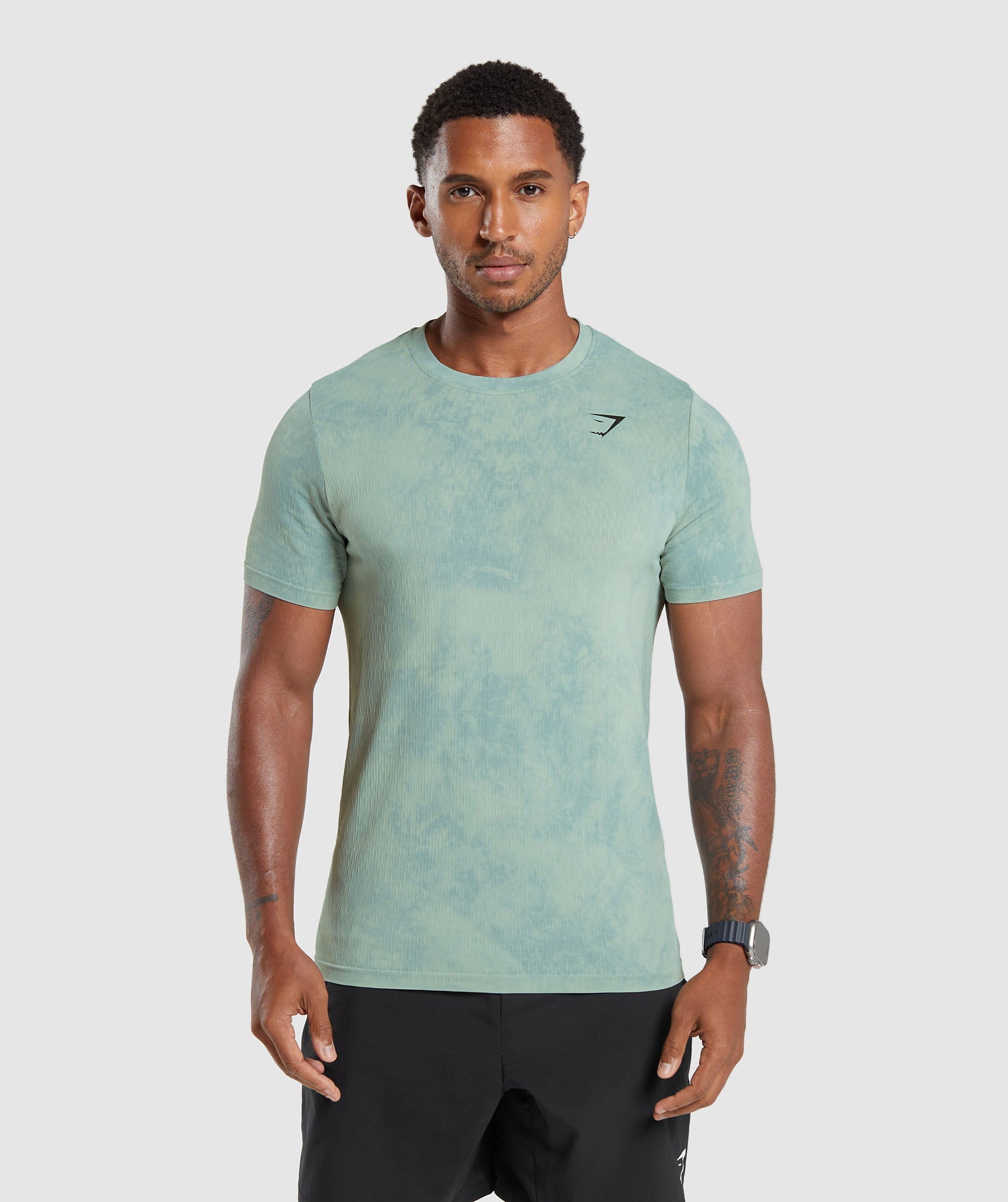 Gymshark Geo Seamless T-Shirt - Flora Green/Willow Green