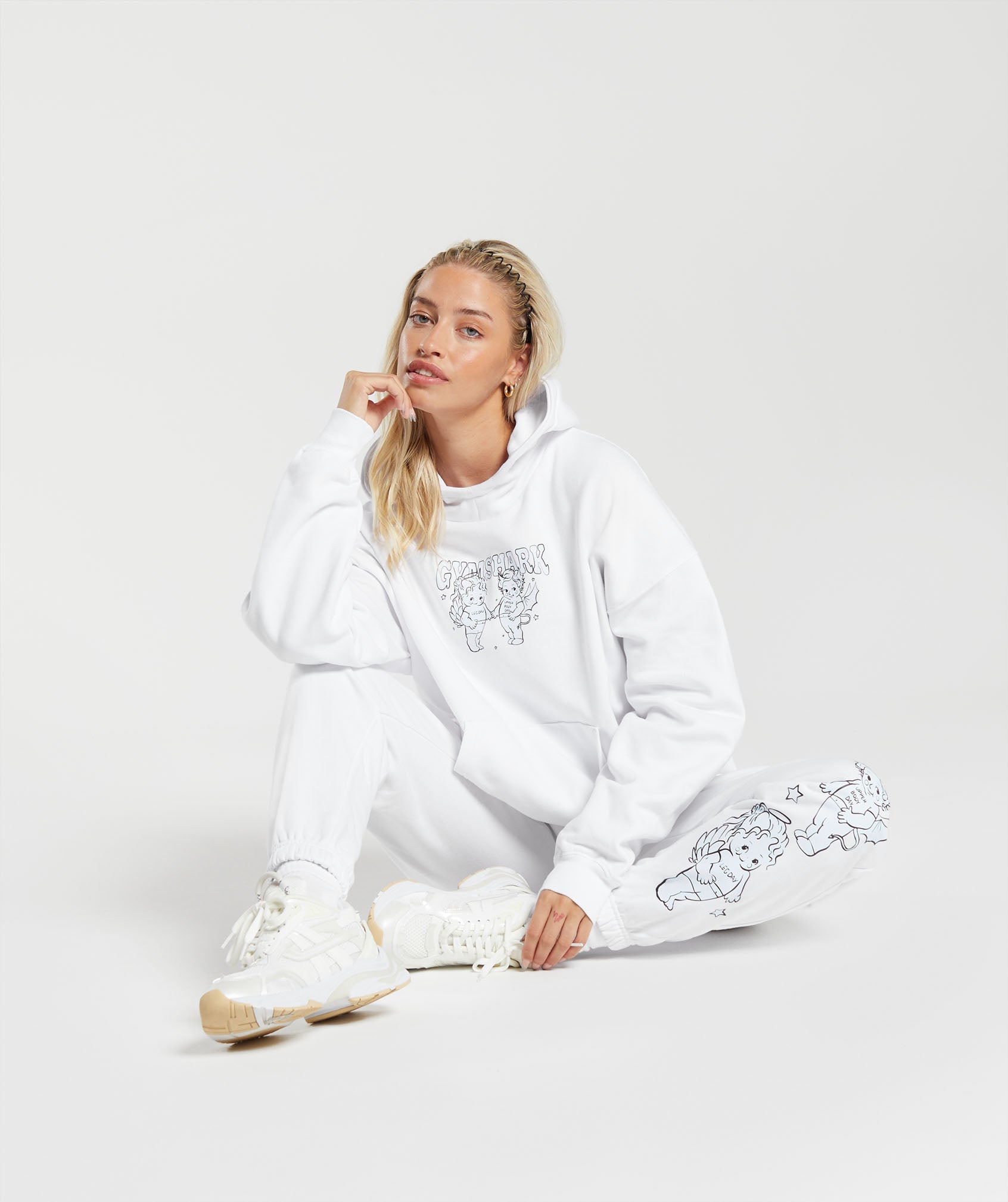 Cherub Graphic Hoodie in White - view 4