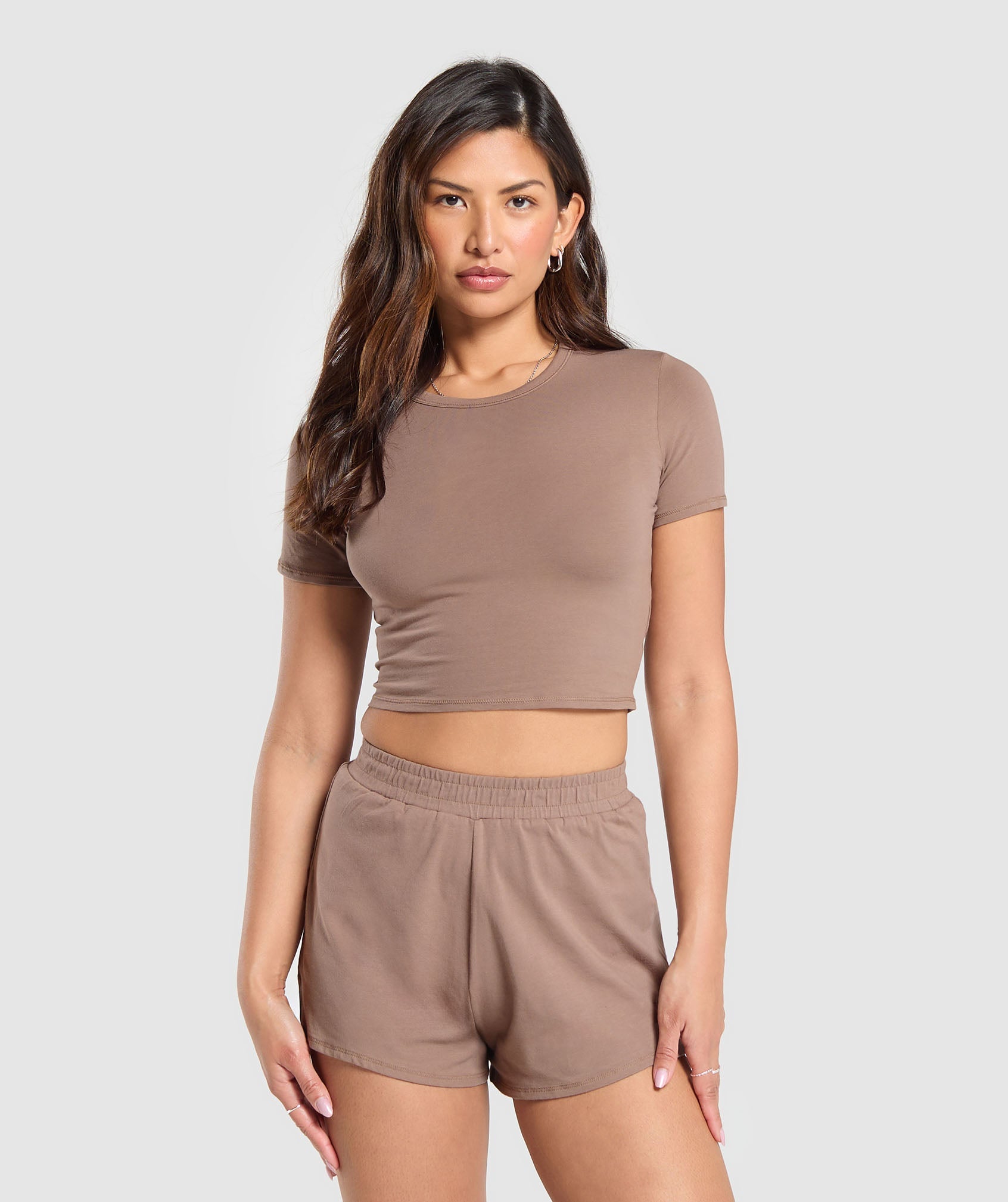 Cotton Crop Top in Mocha Mauve