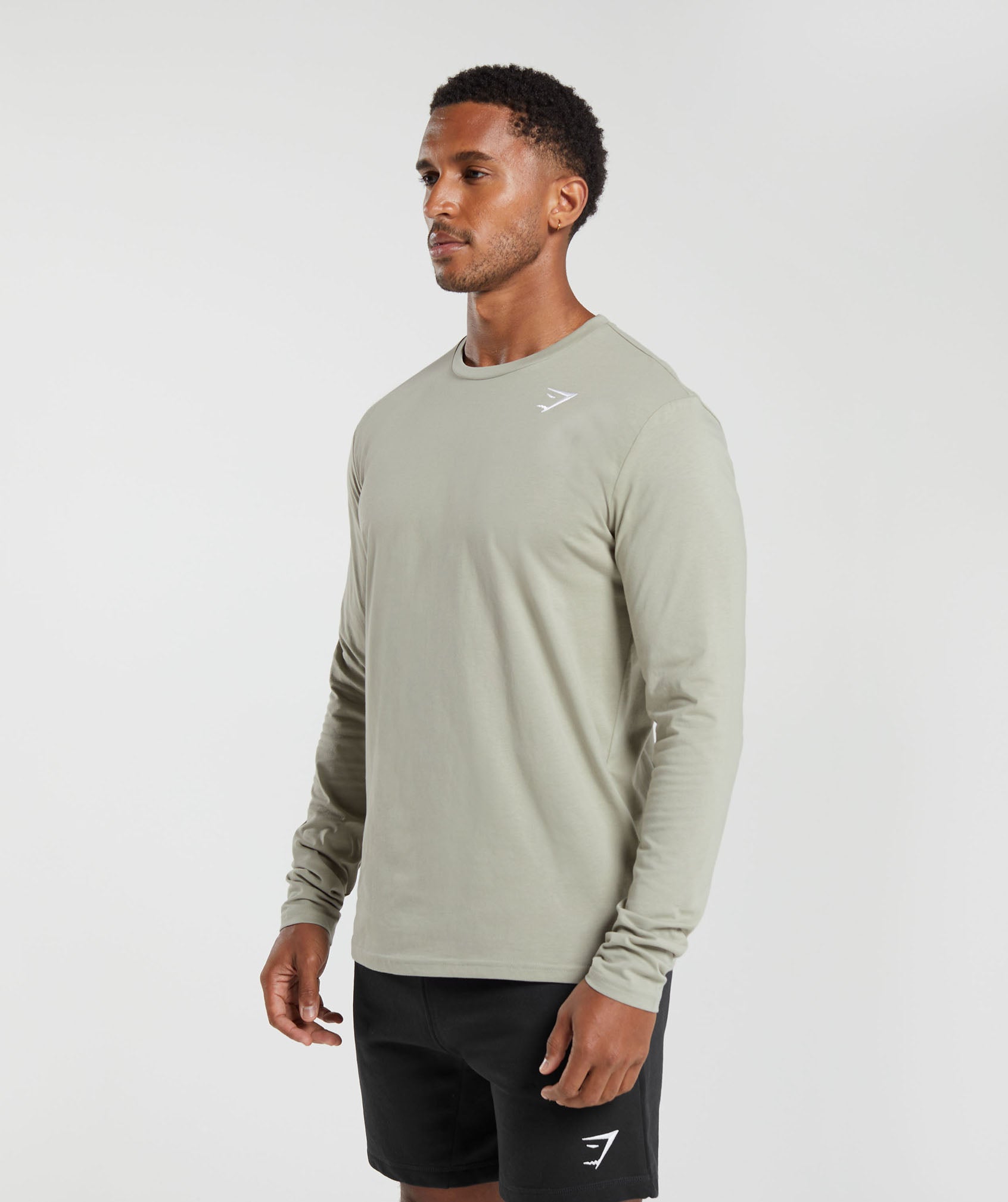 Crest Long Sleeve T-Shirt in Stone Grey - view 3